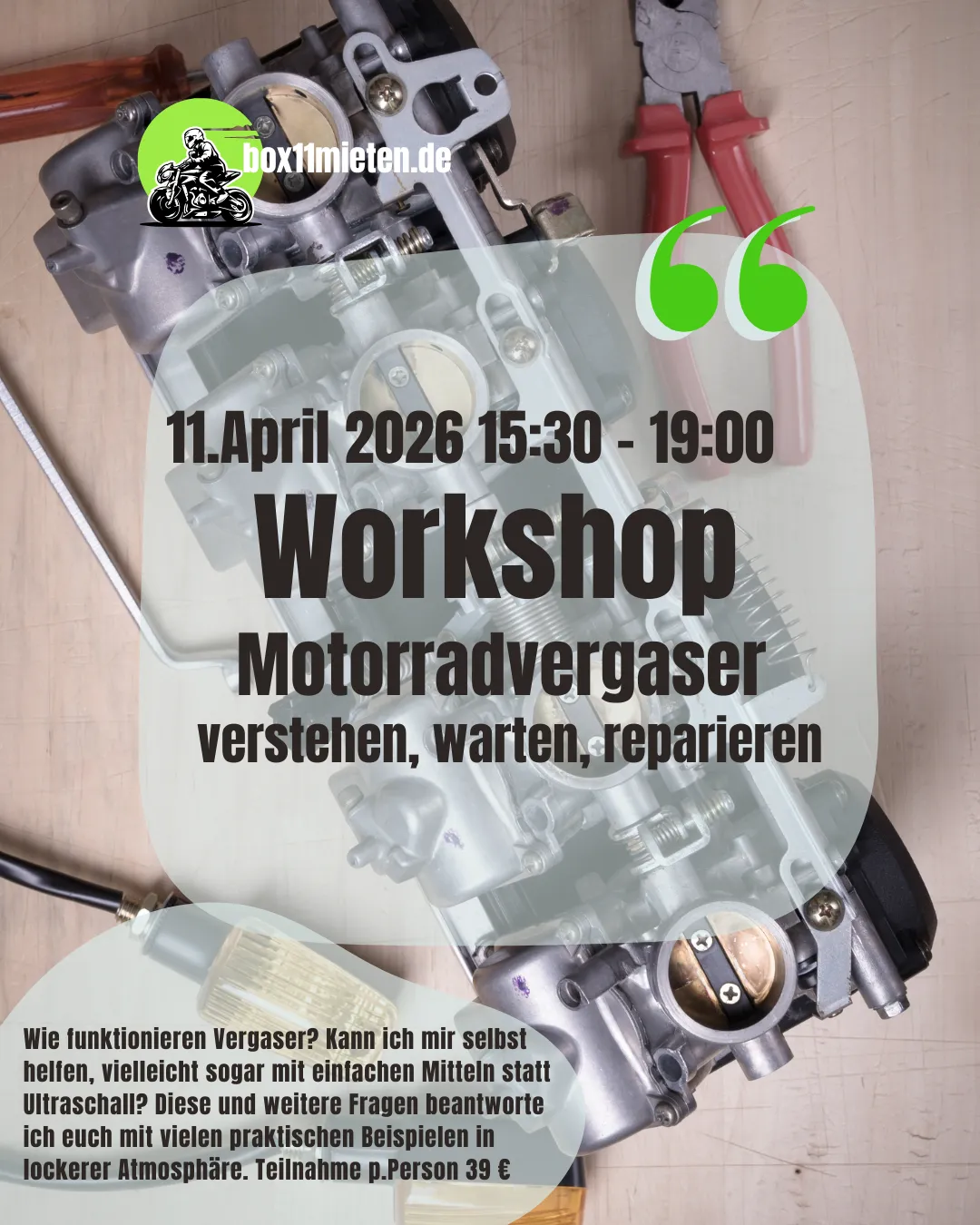 Motorradvergaser verstehen, warten, reparieren