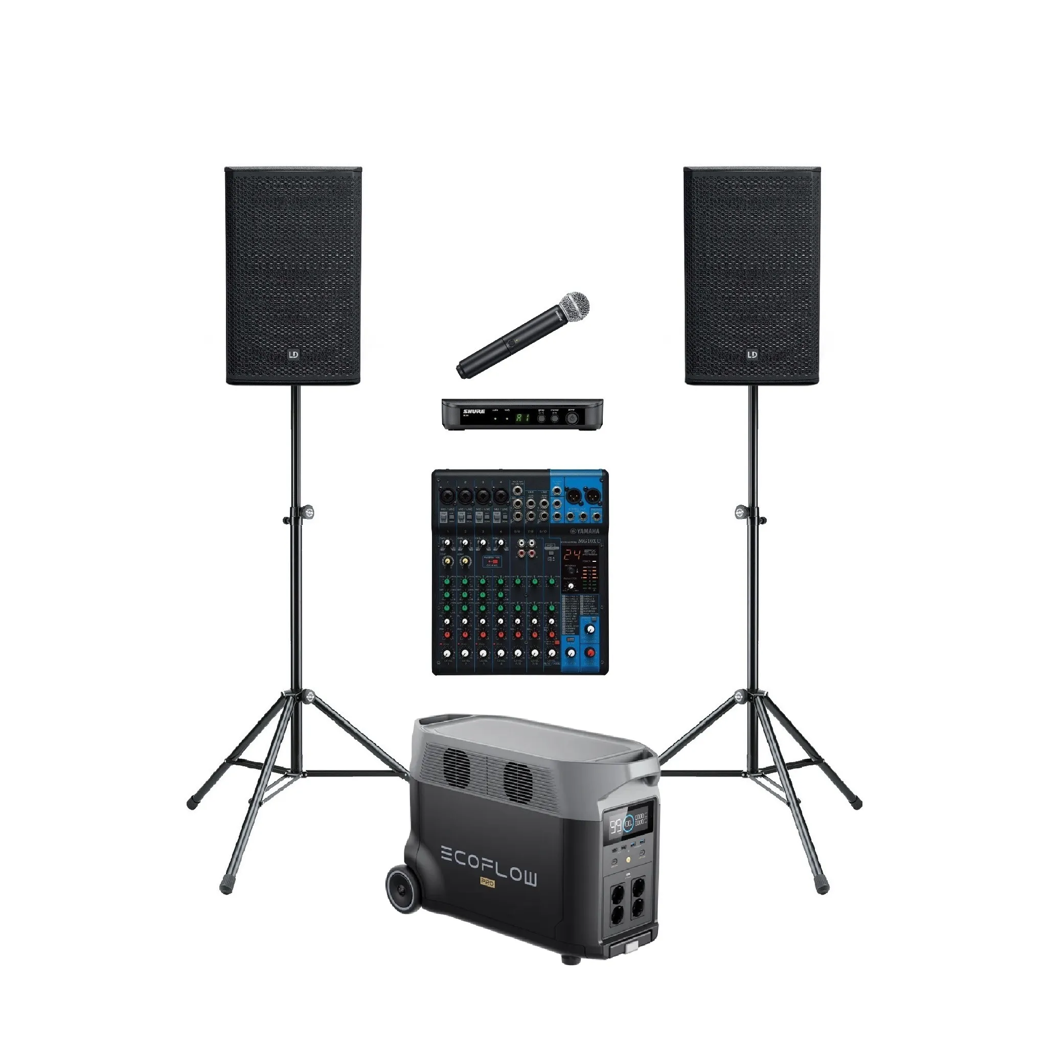 Buiten presentatie set 150 personen op accu huren