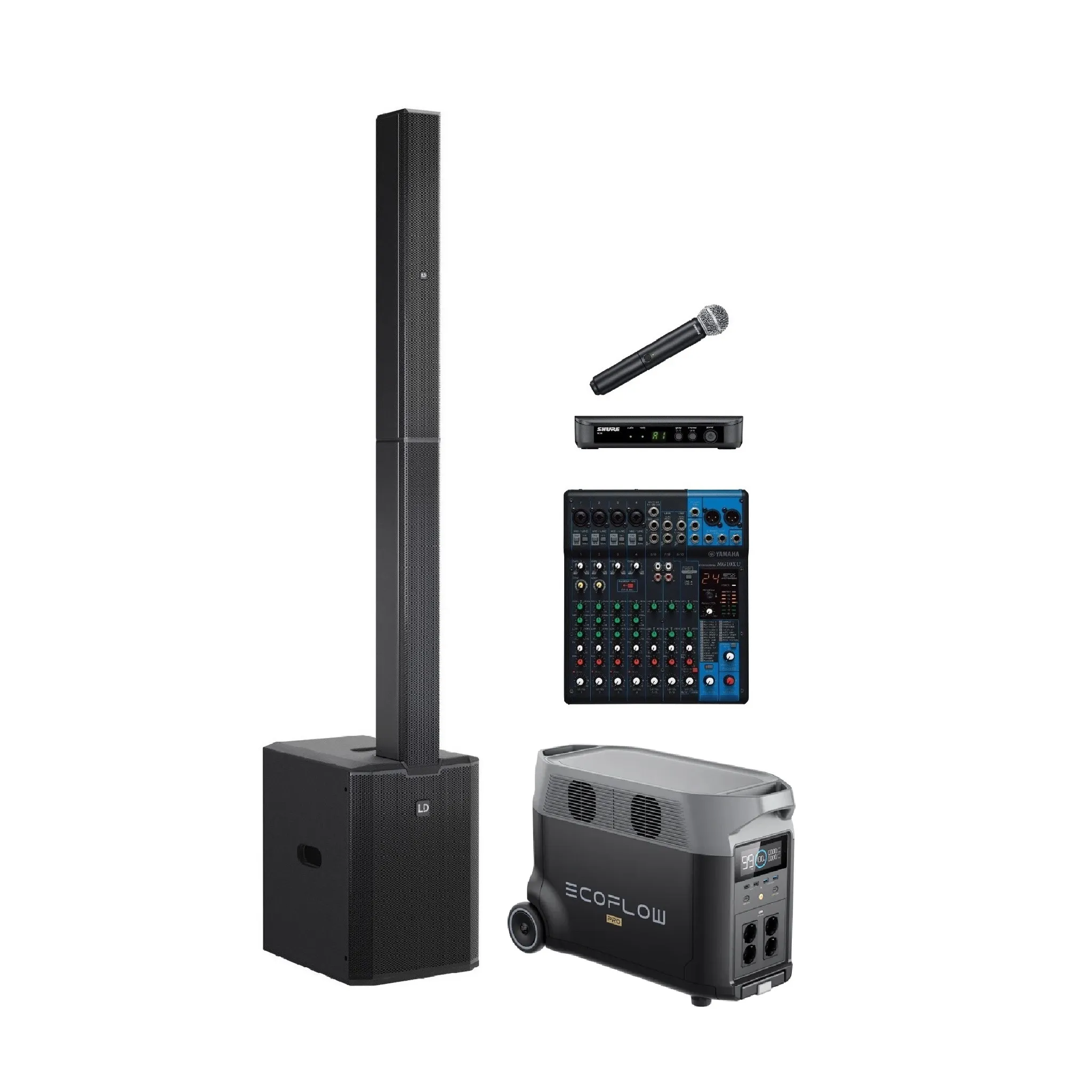 Buiten presentatie set 50 personen op accu huren