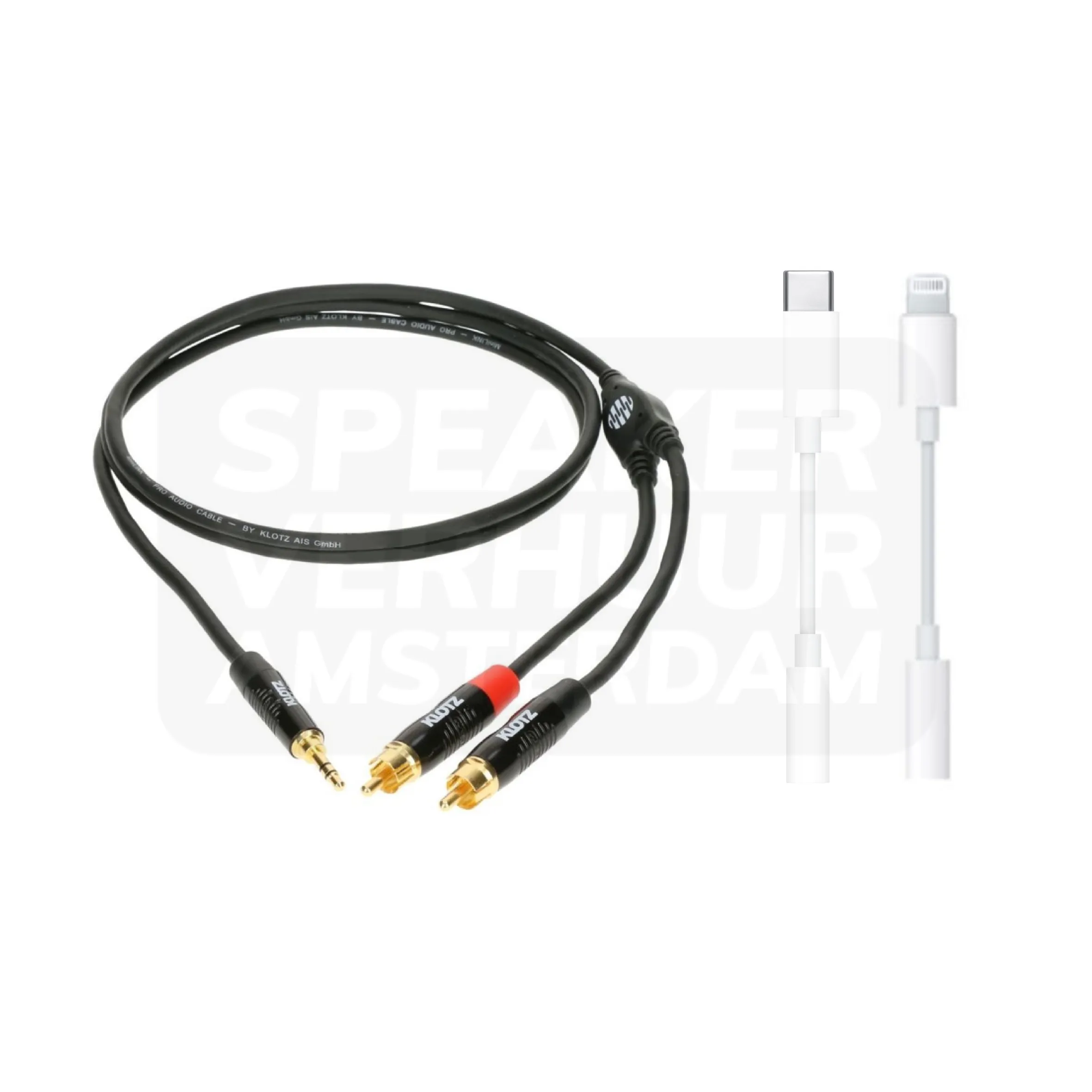 Tulp naar mini jack 3.5mm kabel iPhone adapter set huren