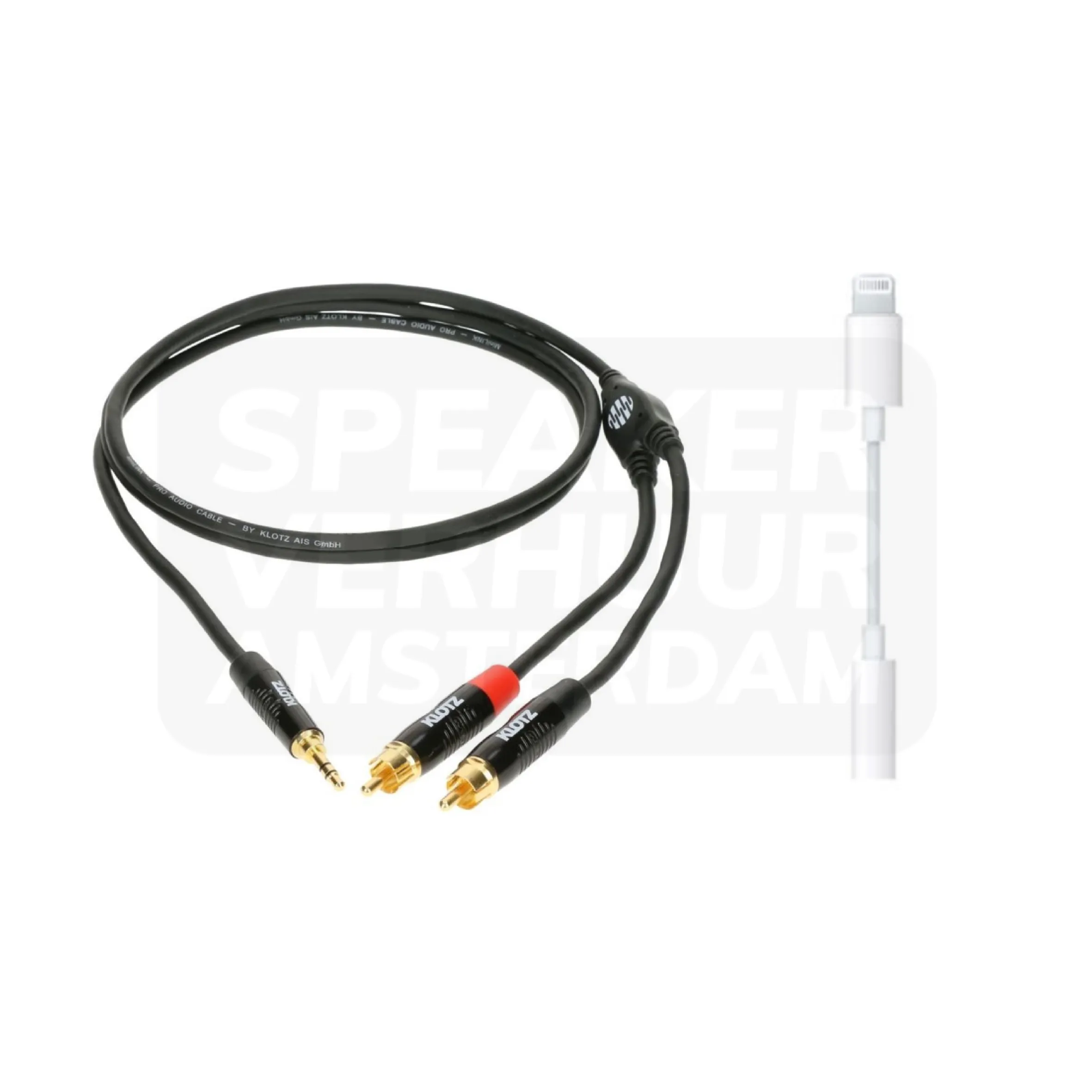 Tulp naar mini jack 3.5mm kabel lightning adapter set huren