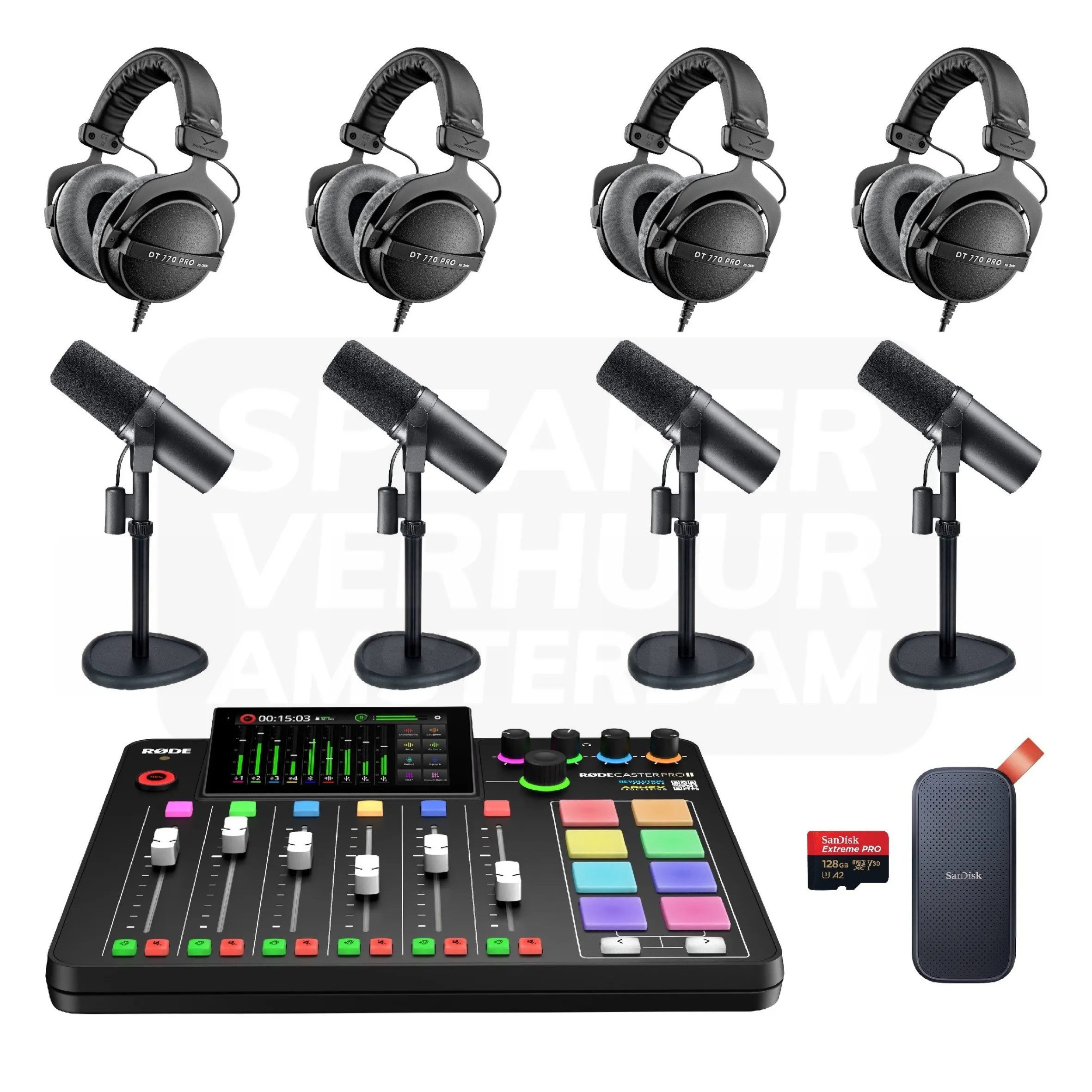 Complete 4 persoons Podcast set pro huren