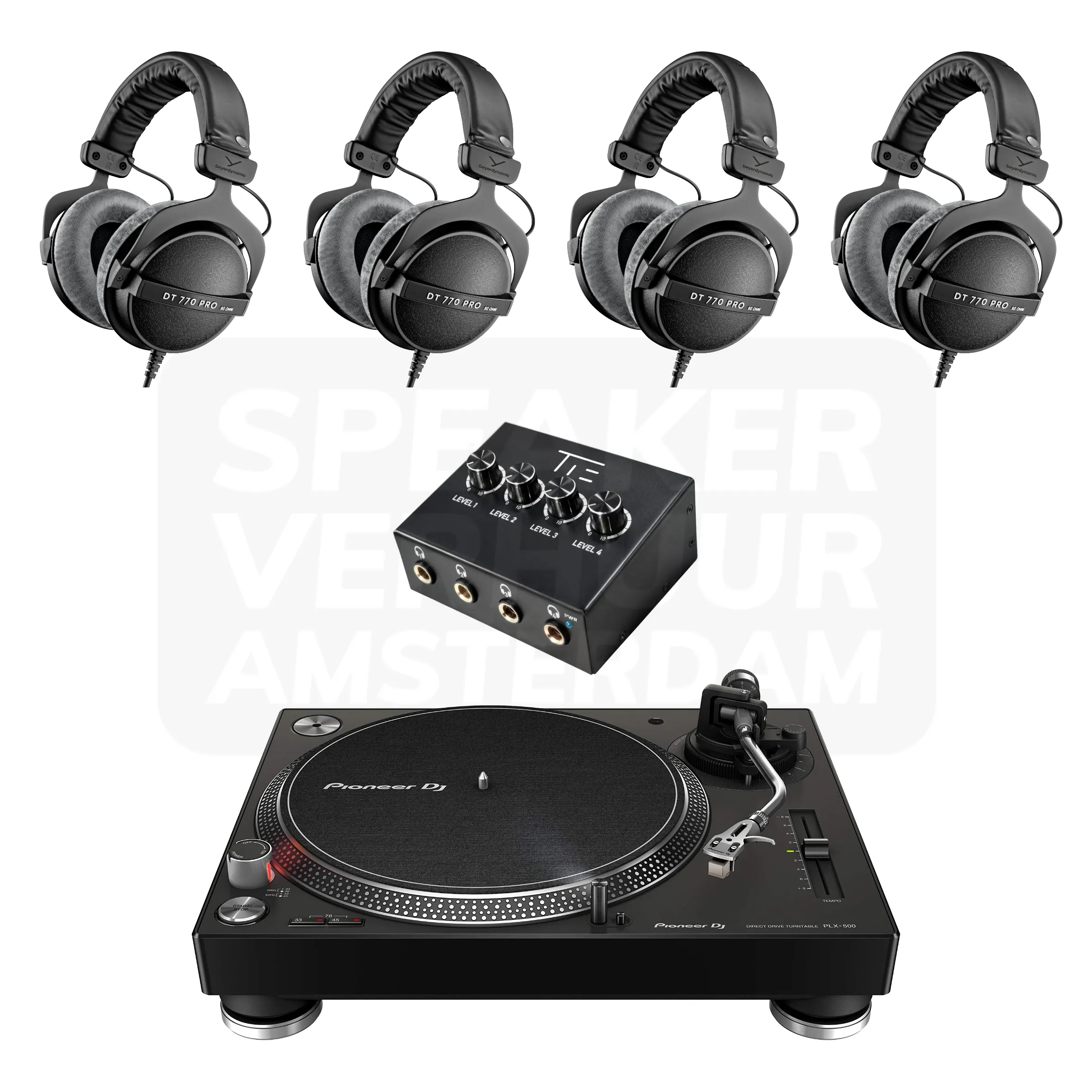 Vinyl platenspeler luisterset 4 personen huren