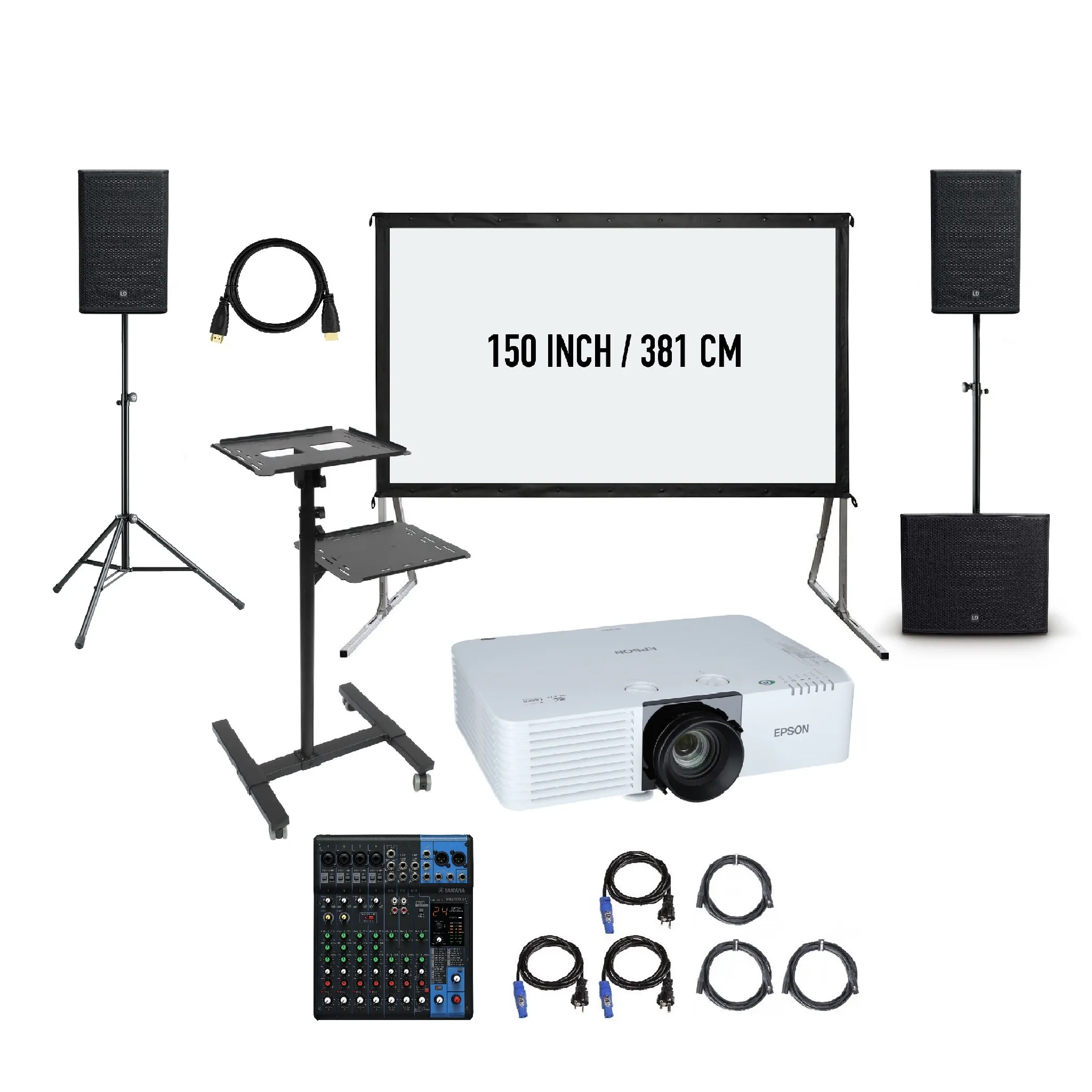 Buiten bioscoop 150 inch projectiescherm 100 personen huren