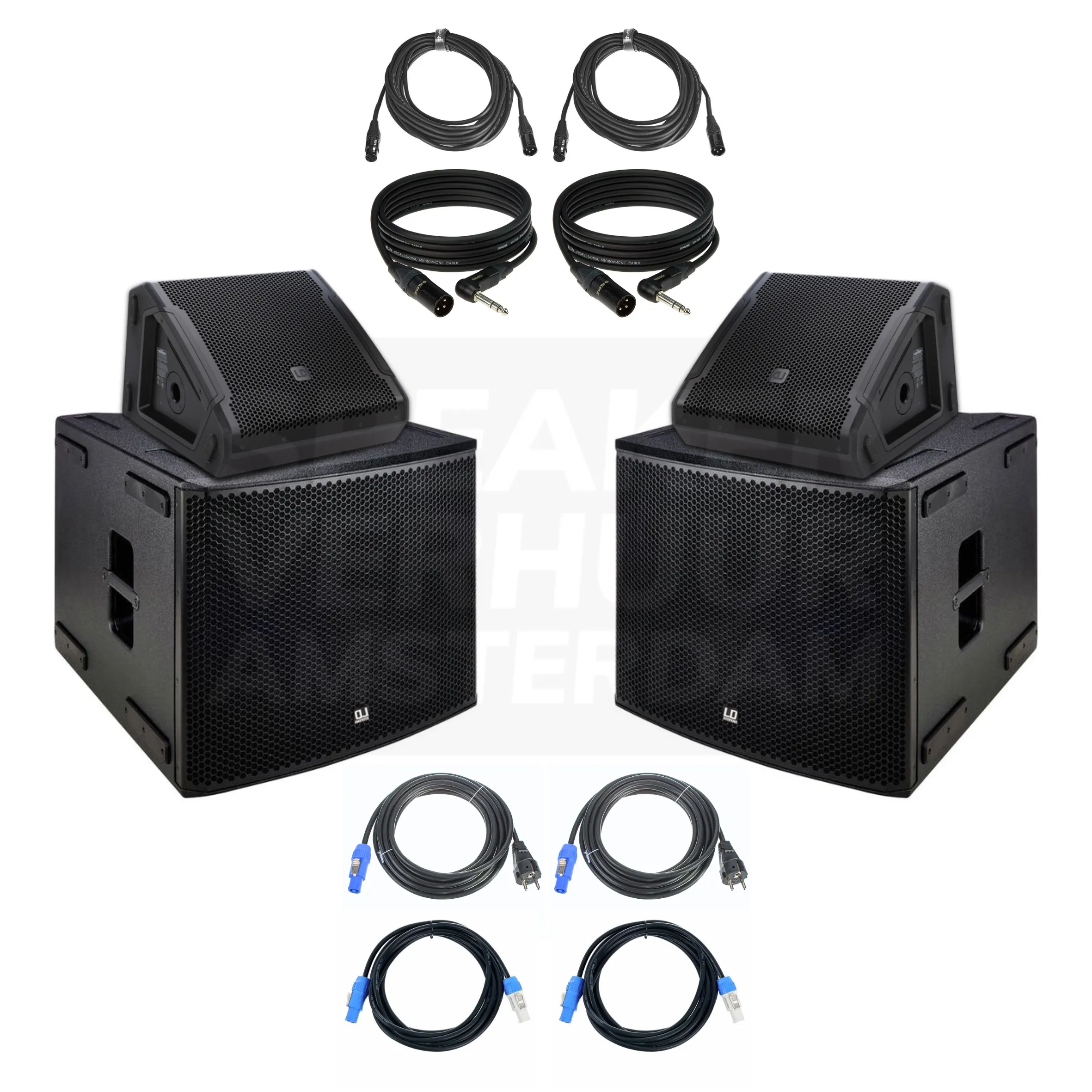 DJ monitor speaker set stereo met subwoofers huren