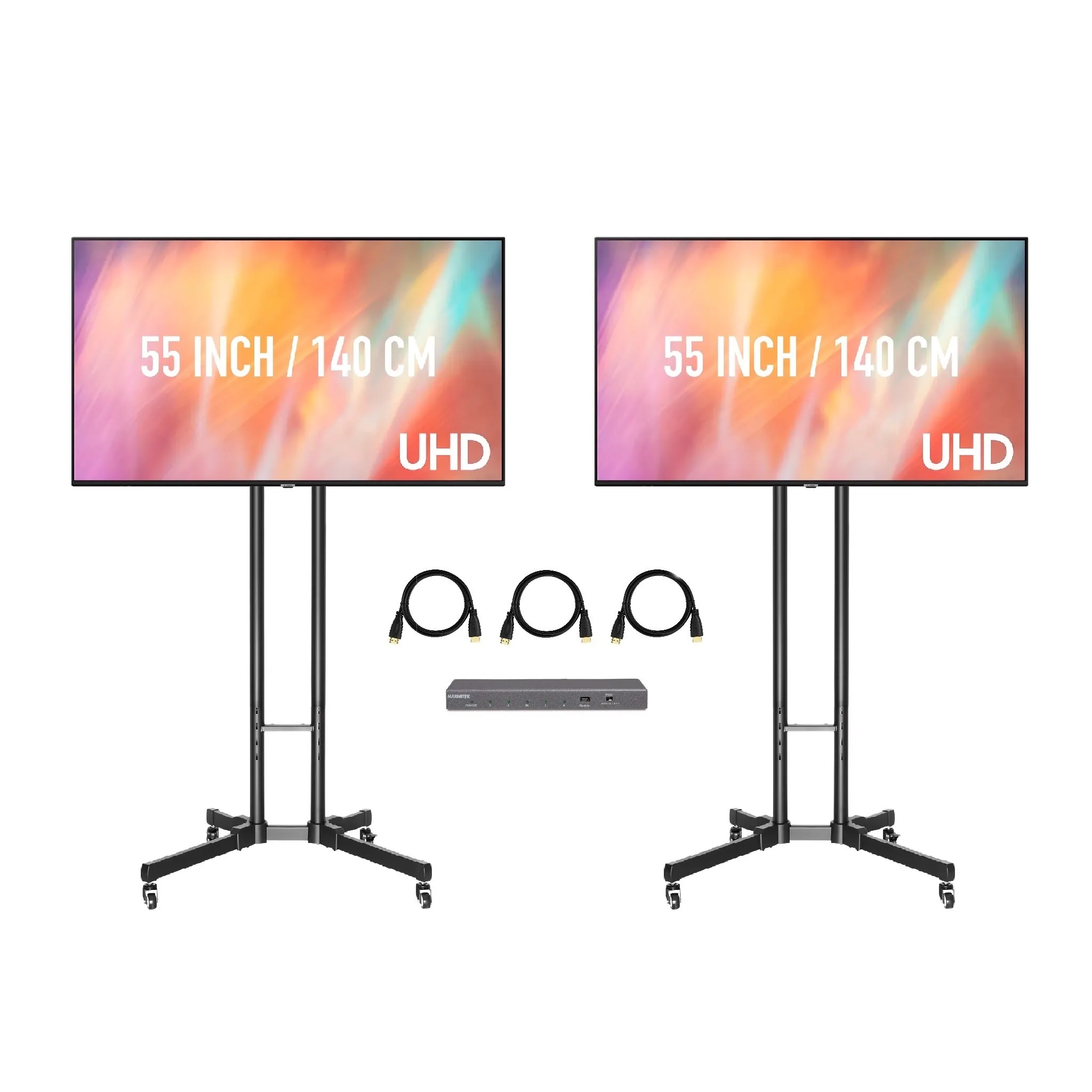 2x 55 inch tv scherm op standaard huren