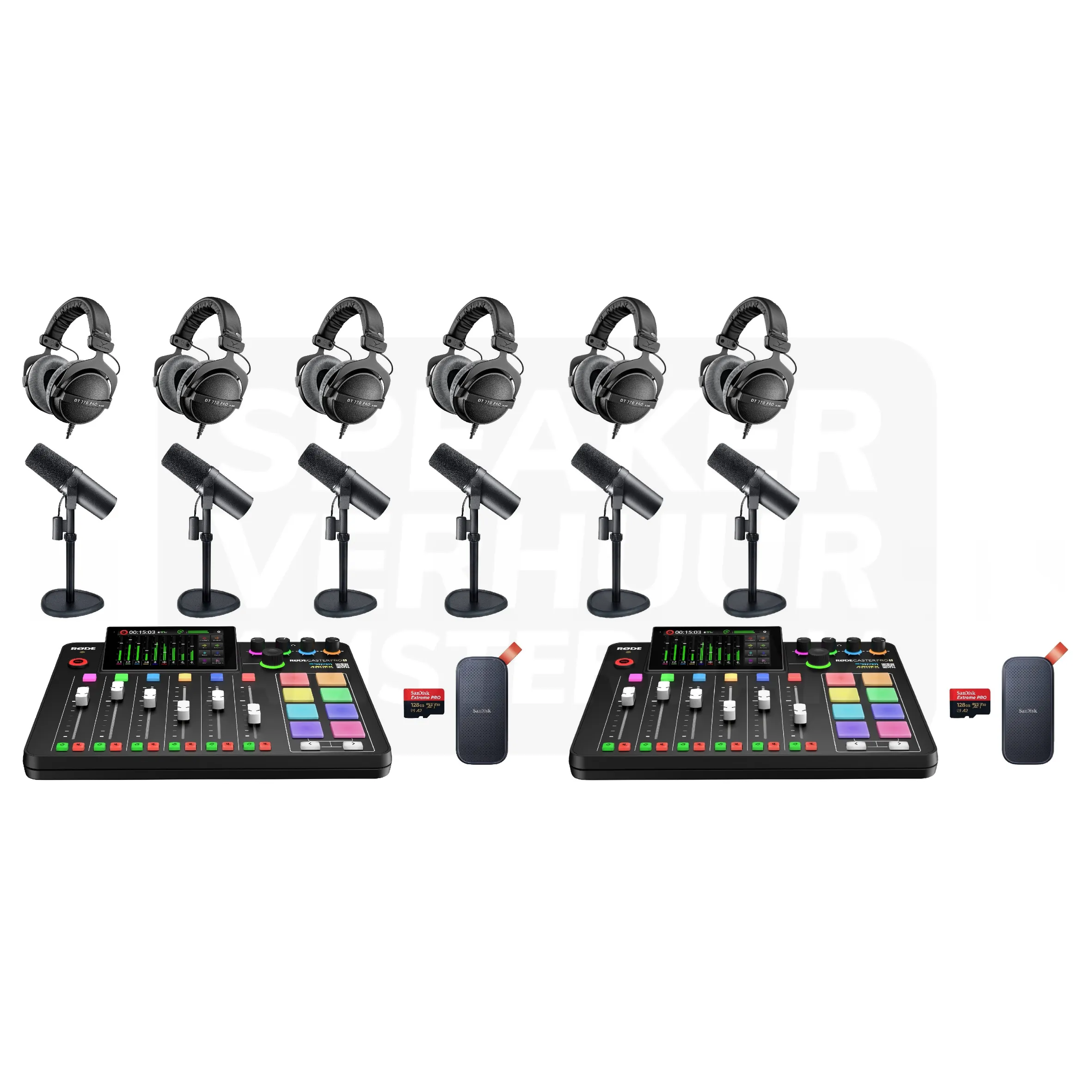 Complete 6 persoons Podcast set pro huren