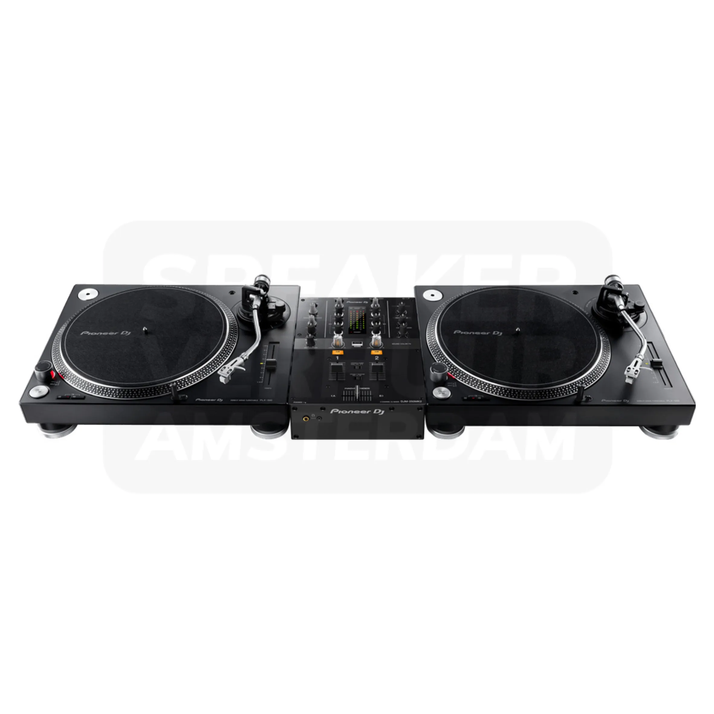 2x Pioneer DJ PLX-500 vinyl draaitafel + Pioneer DJ DJM-250MK2 DJ-mixer huren