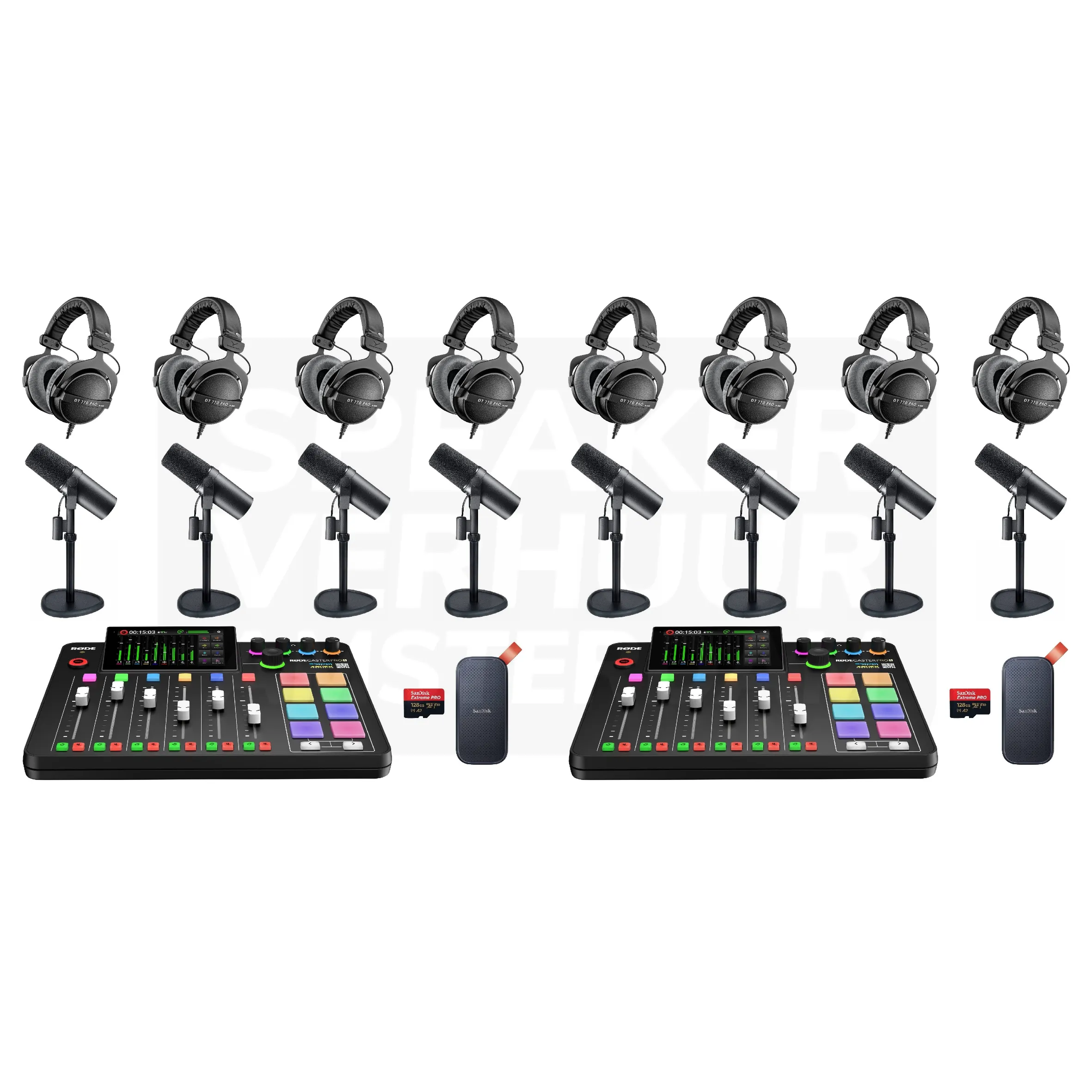 Complete 8 persoons Podcast set pro huren