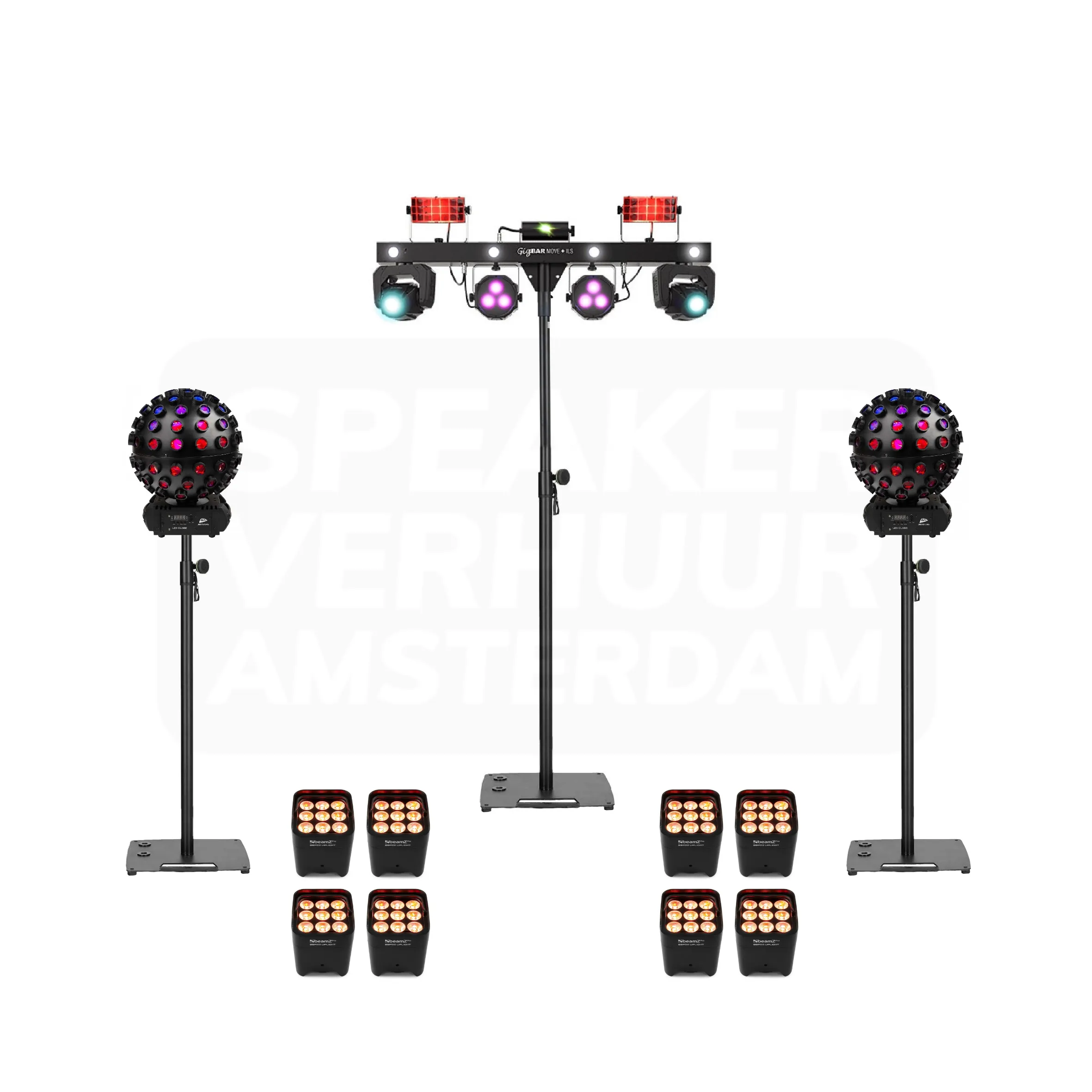 Disco licht set zwart + uplights huren