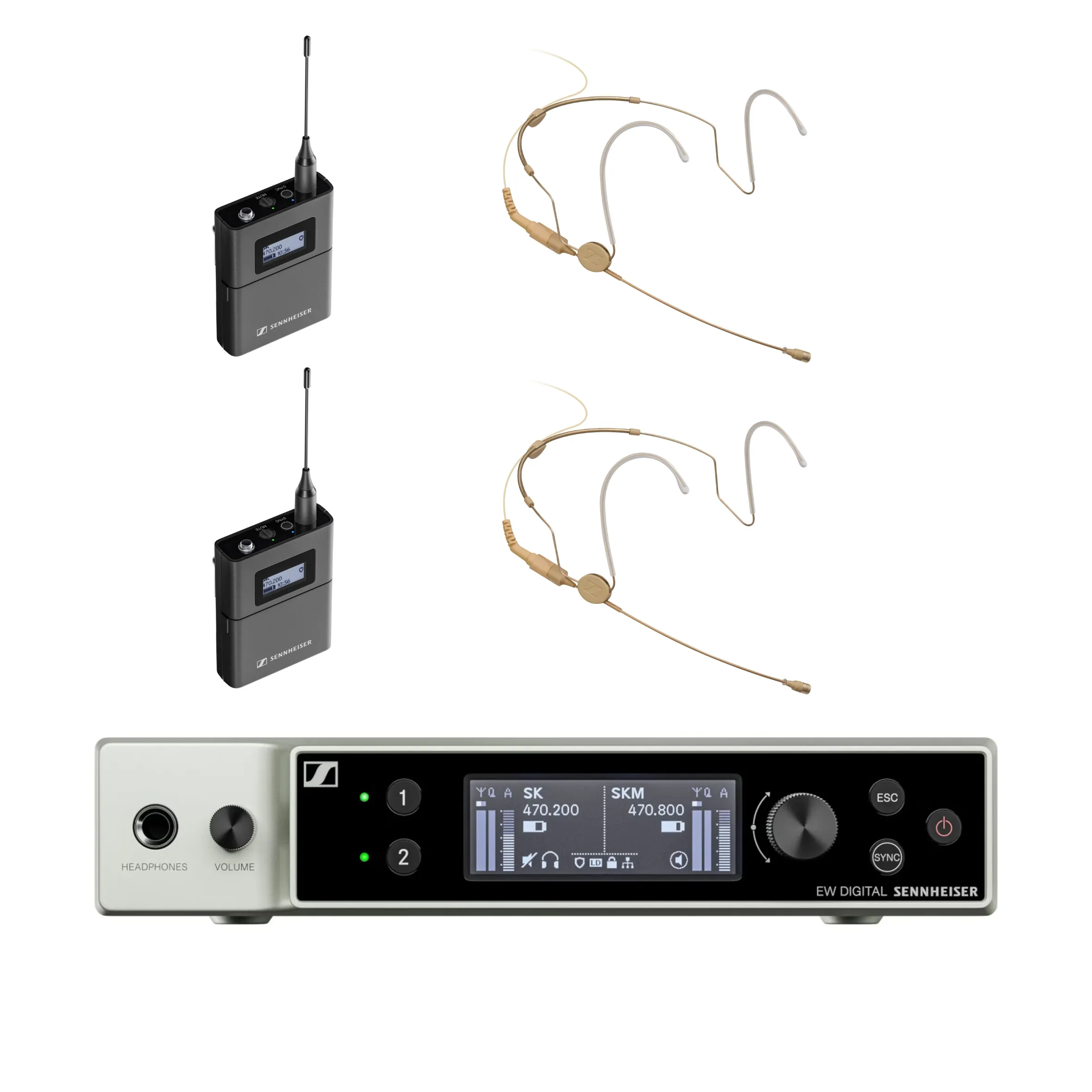 Sennheiser headset microfoon set x2 huren