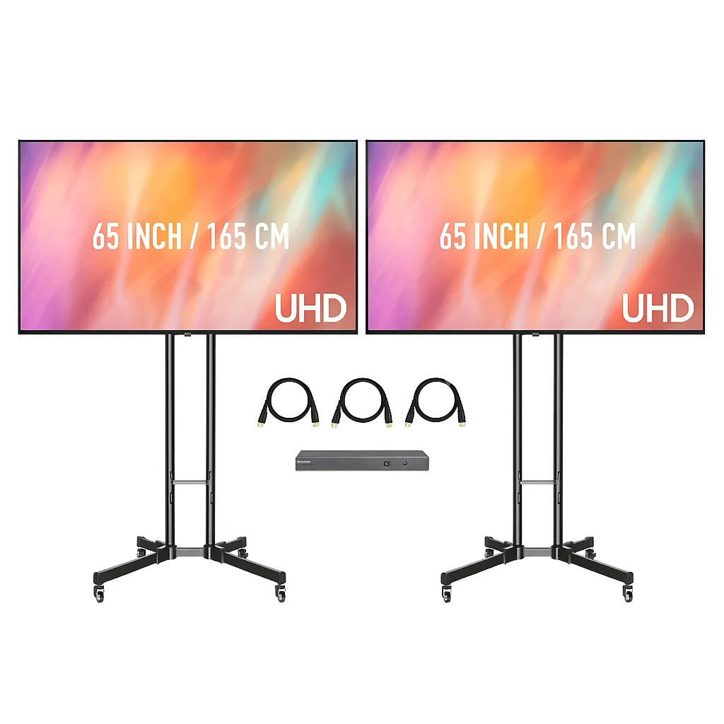 2x 65 inch tv scherm op standaard huren