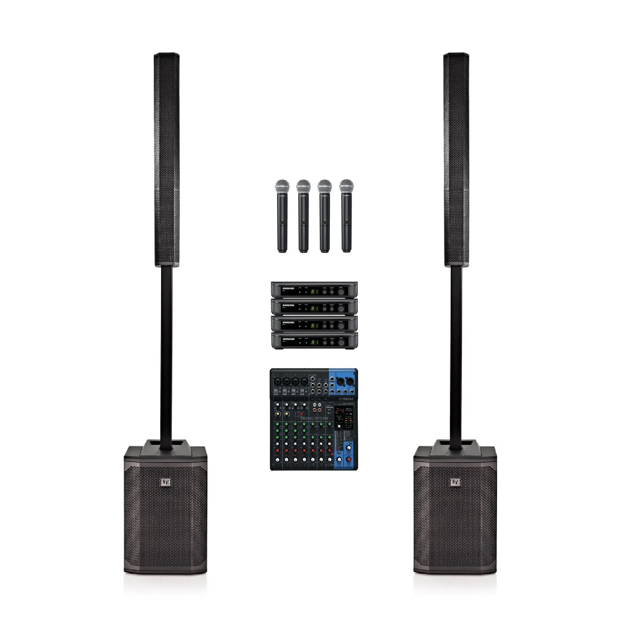 Presentatie set 4 microfoons huren