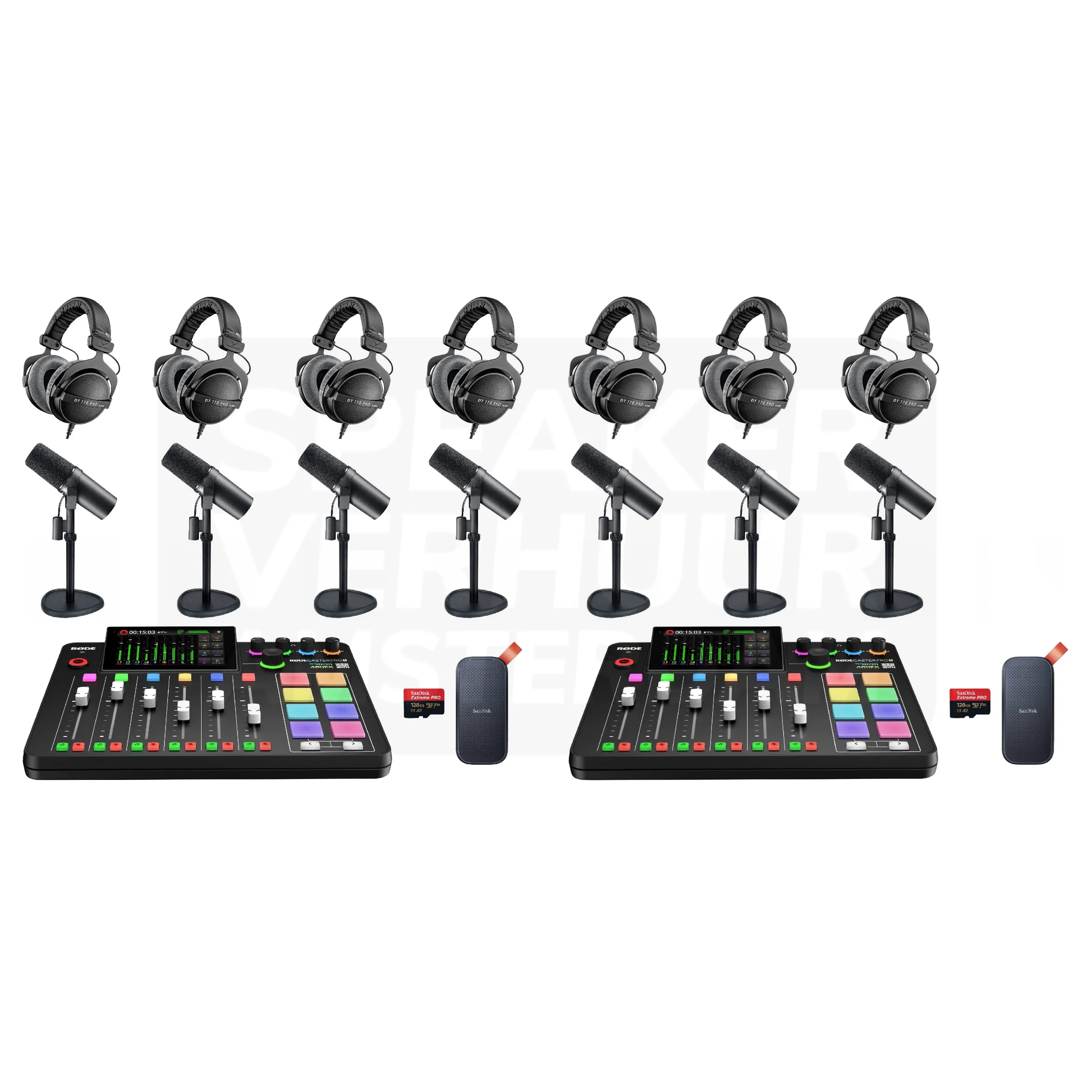 Complete 7 persoons Podcast set pro huren