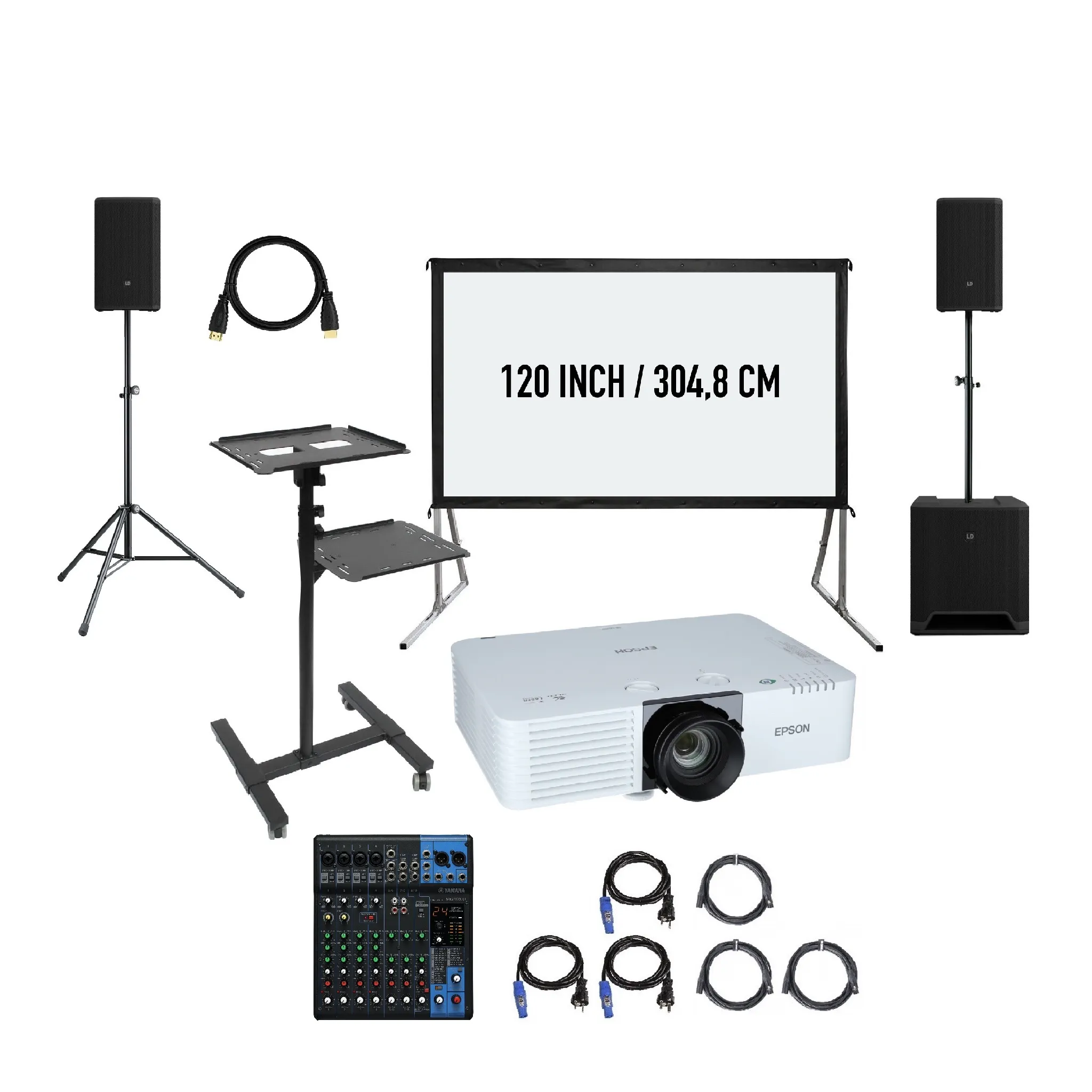Buiten bioscoop 120 inch projectiescherm 50 personen huren
