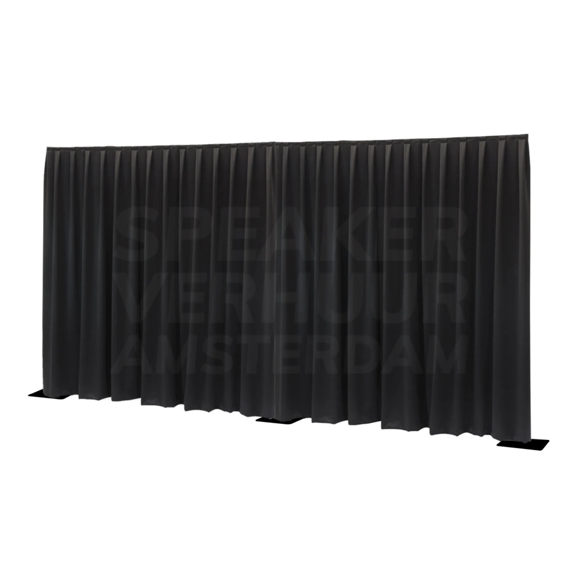 Pipe & drape set zwart geplooid 600×300 cm huren