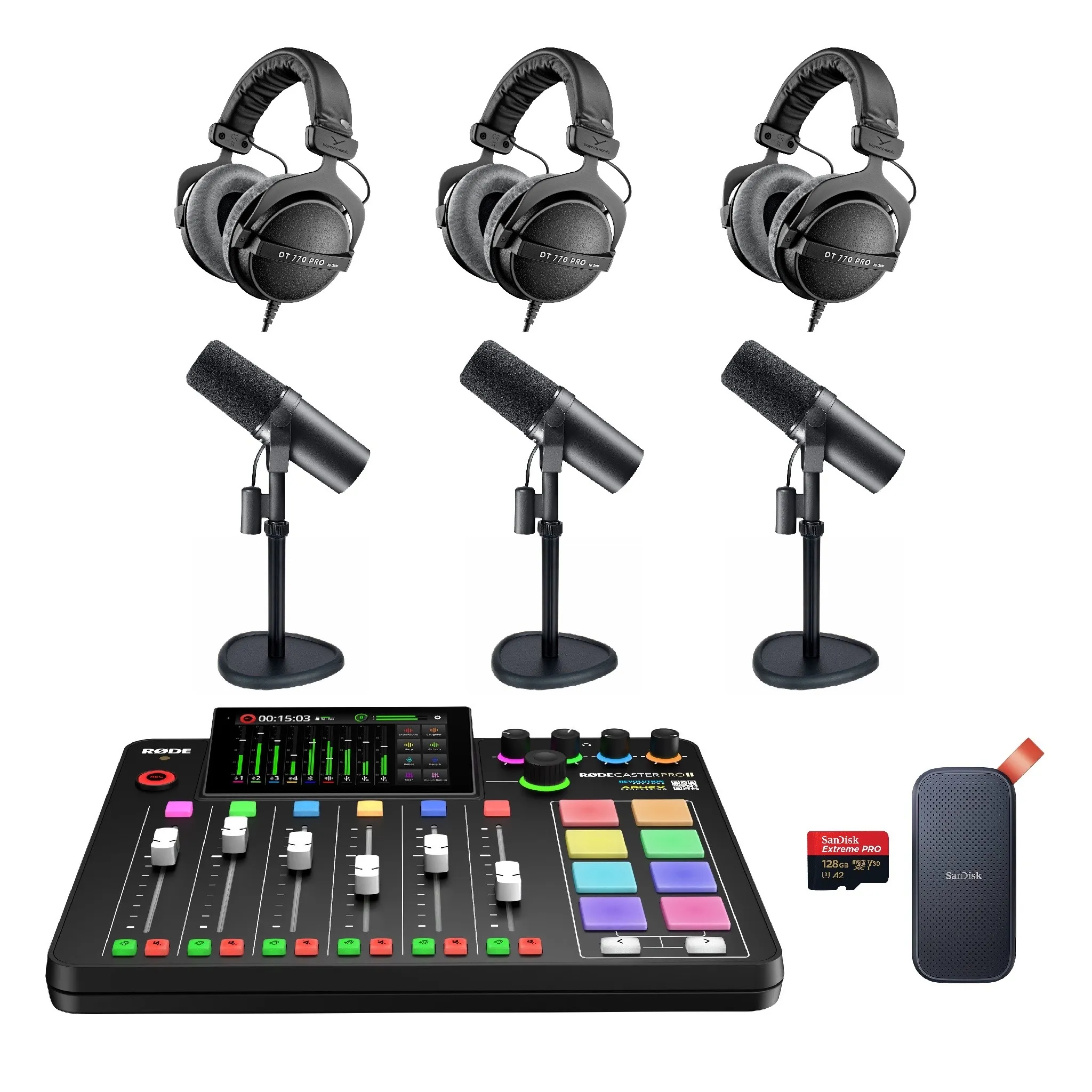 Complete 3 persoons Podcast set huren