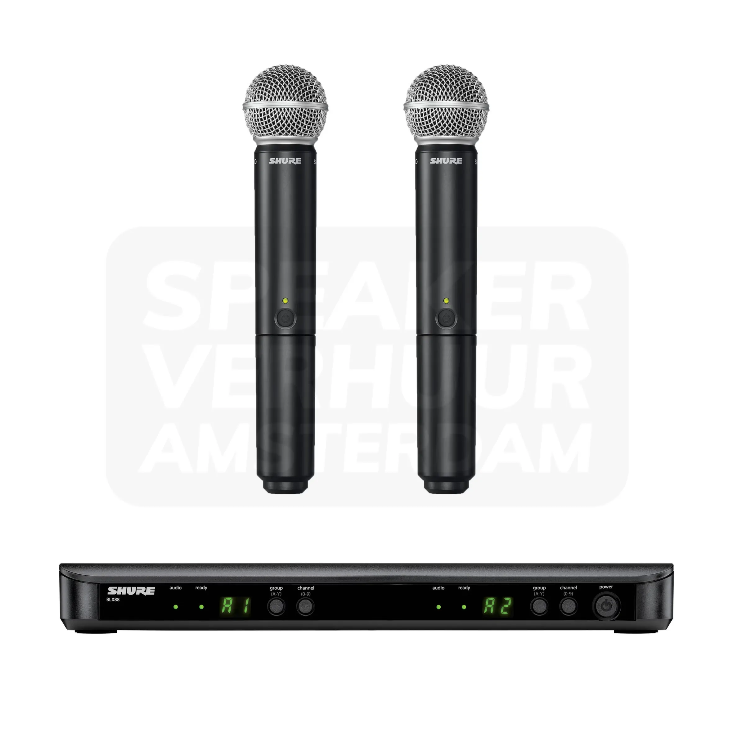 Shure BLX288E/SM58 draadloze handheld microfoon set x2 huren