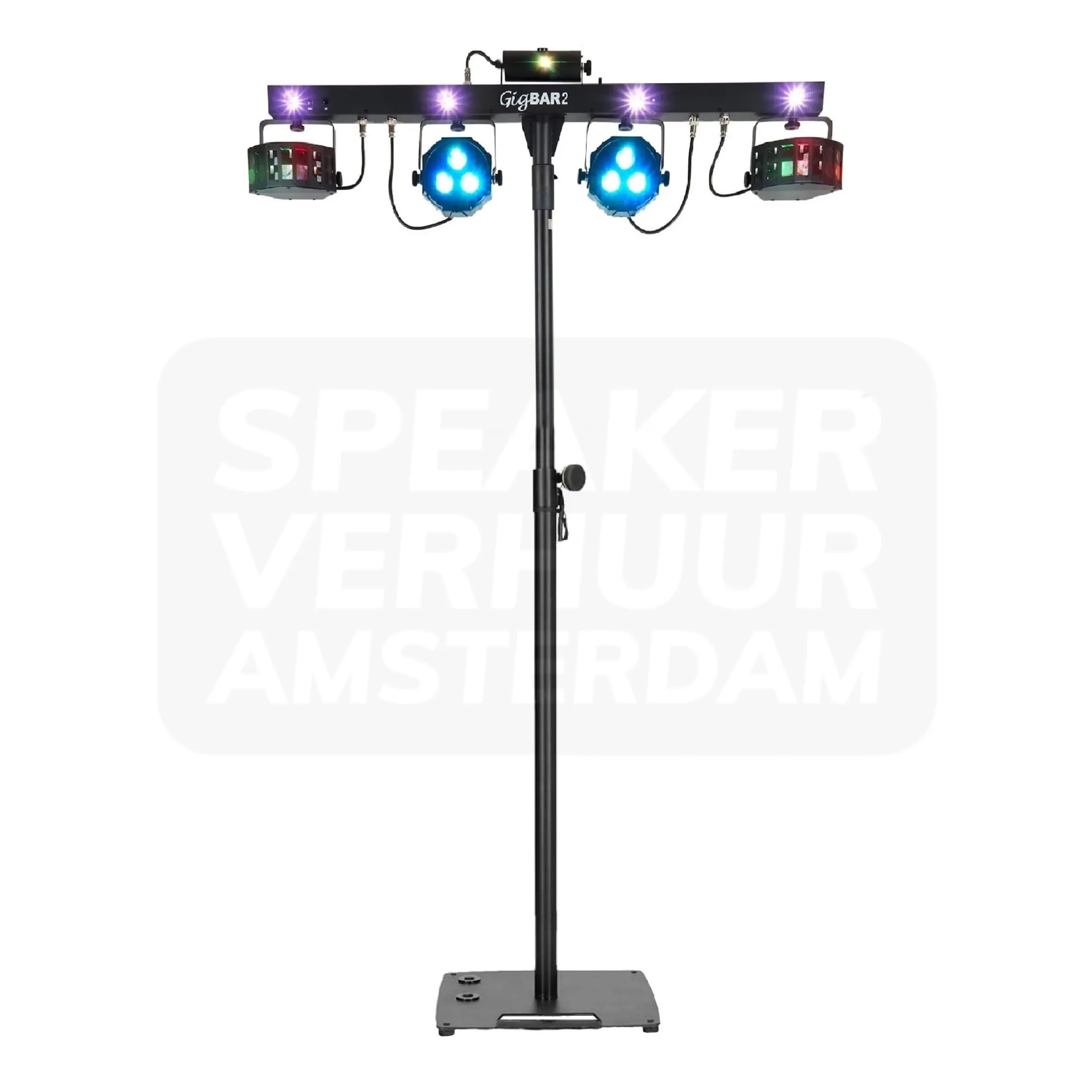 Disco lampen set op statief zwart huren