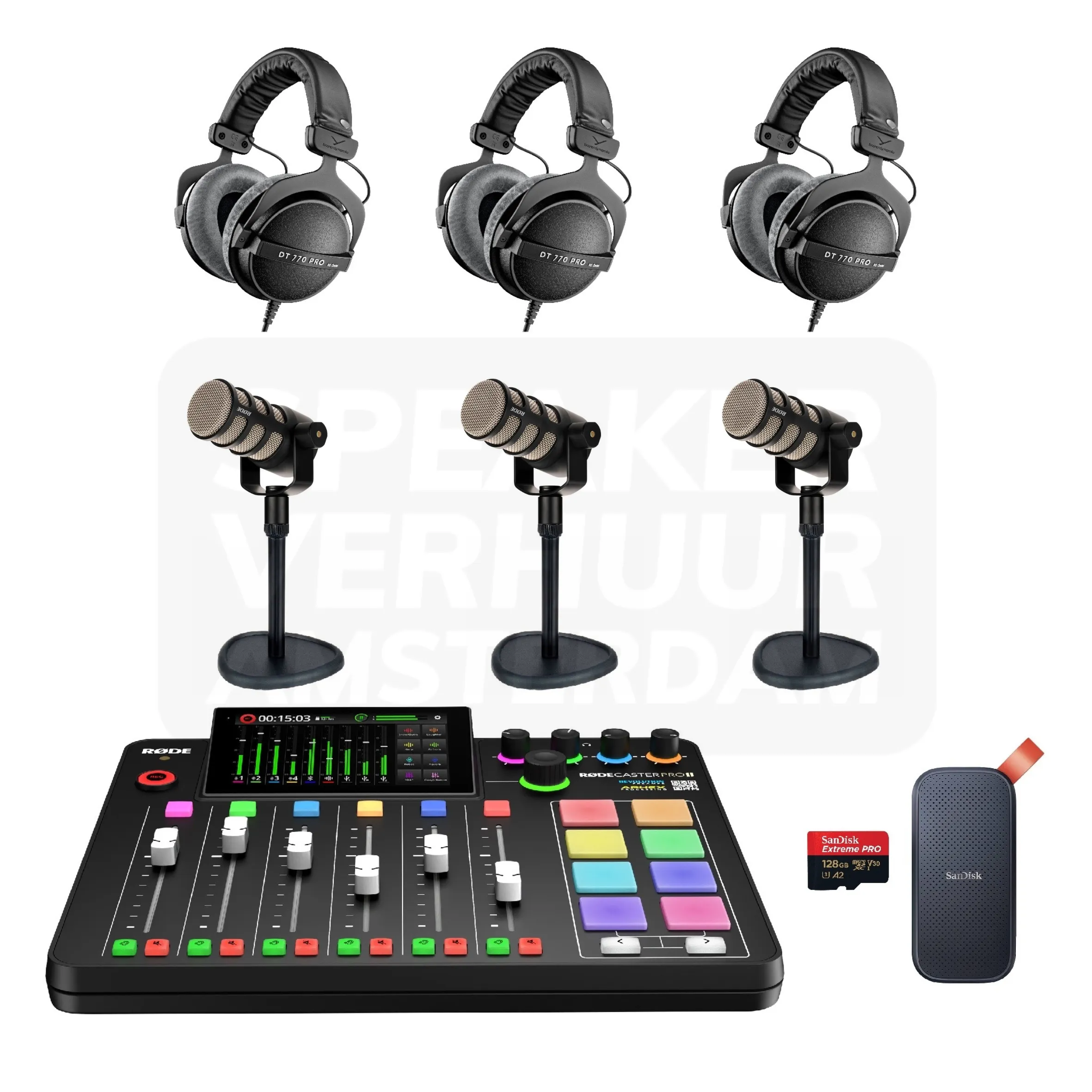 Complete 3 persoons Podcast set huren