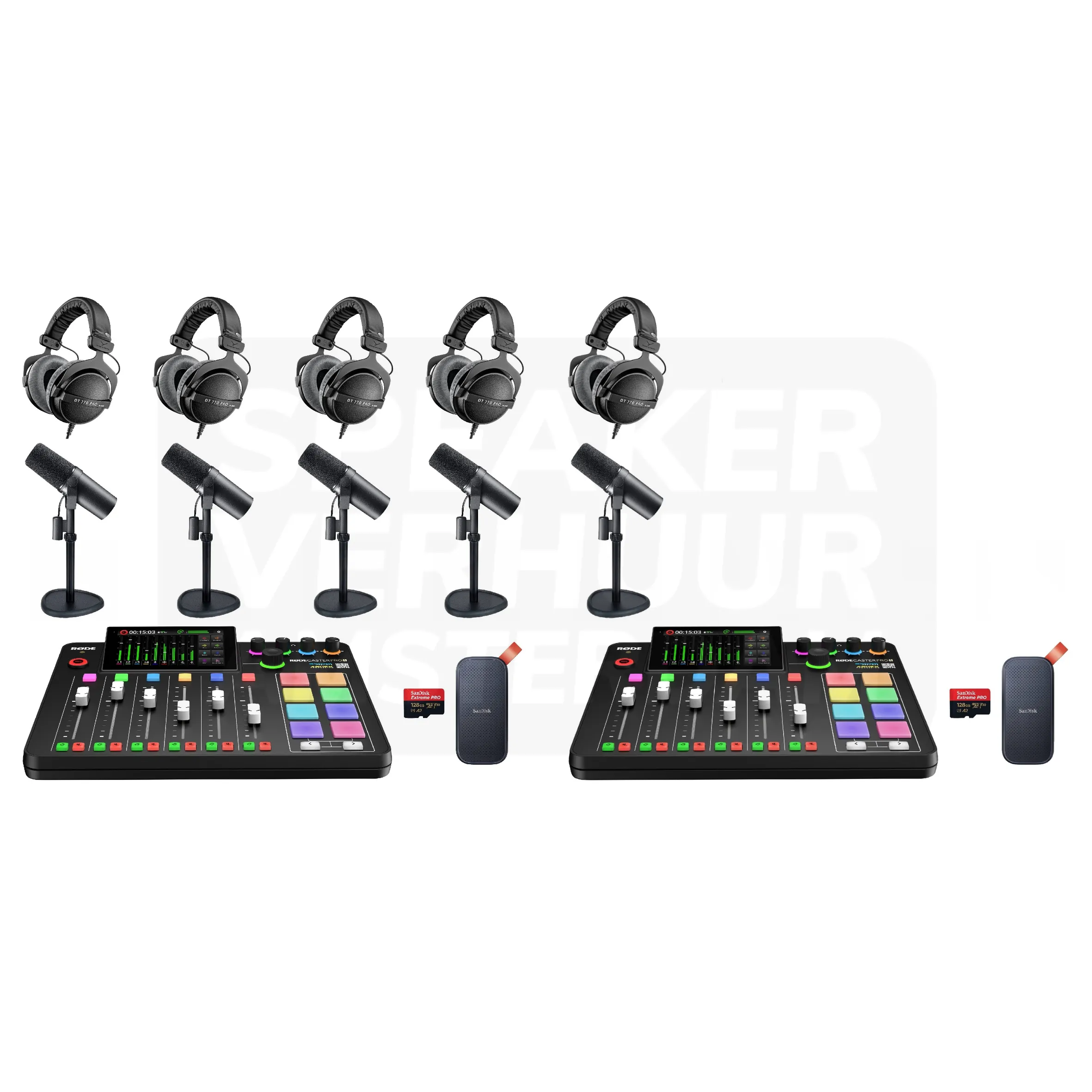 Complete 5 persoons Podcast set pro huren