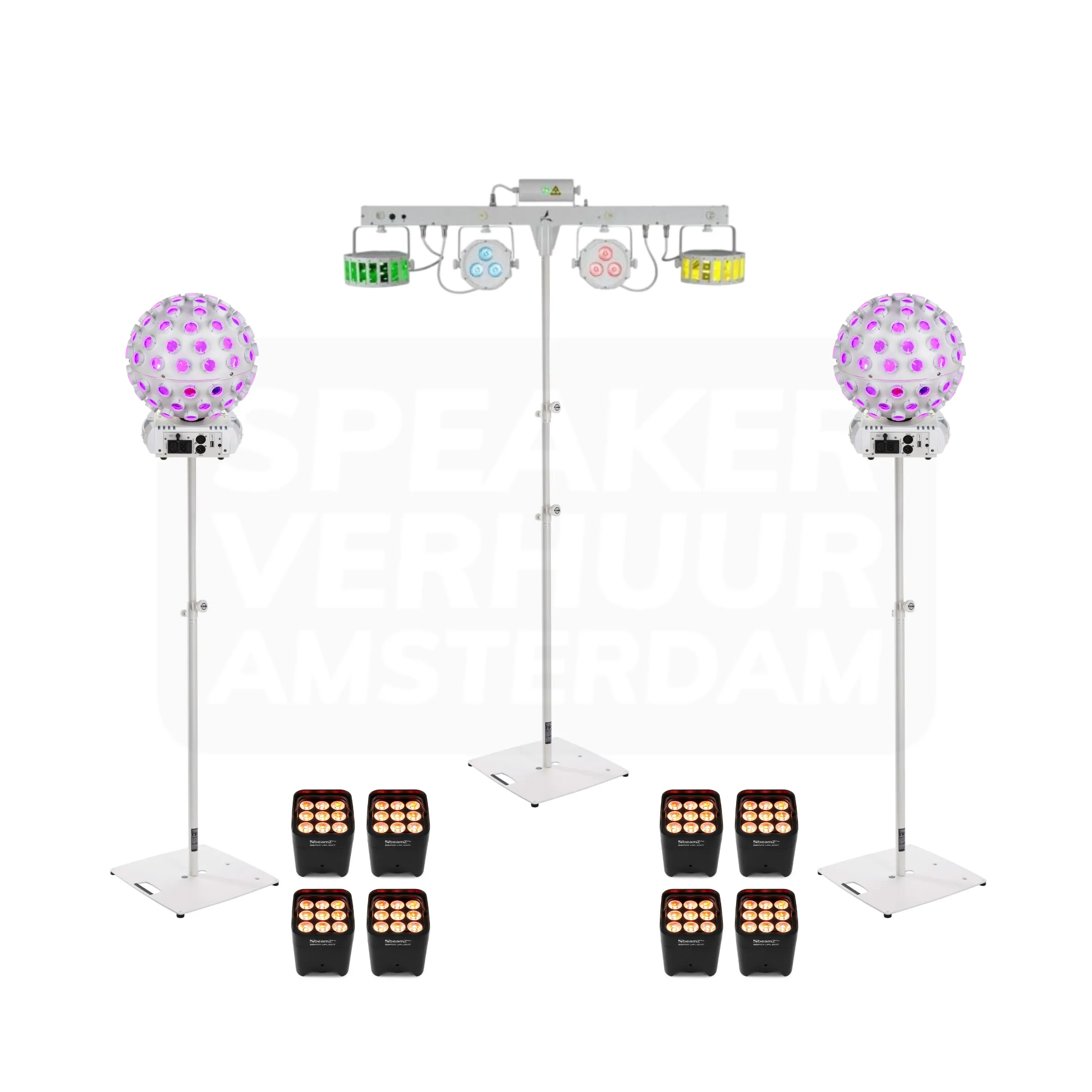 Disco licht set wit + uplights huren