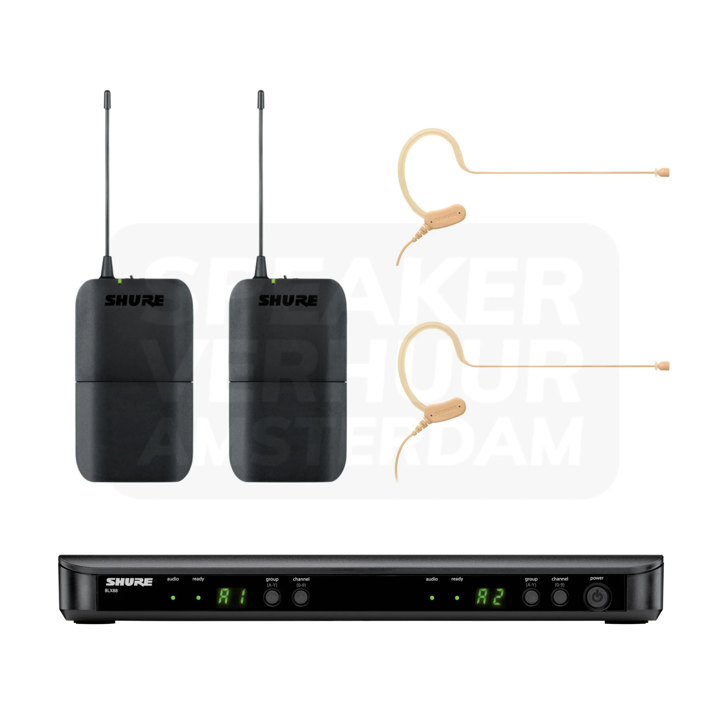 Shure MX153T draadloze headset microfoon set x2 huren