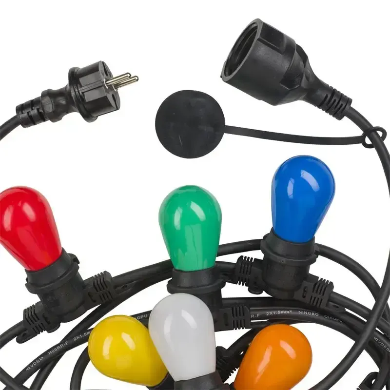 Prikkabel gekleurd lichtsnoer 40 fittingen 20 meter huren