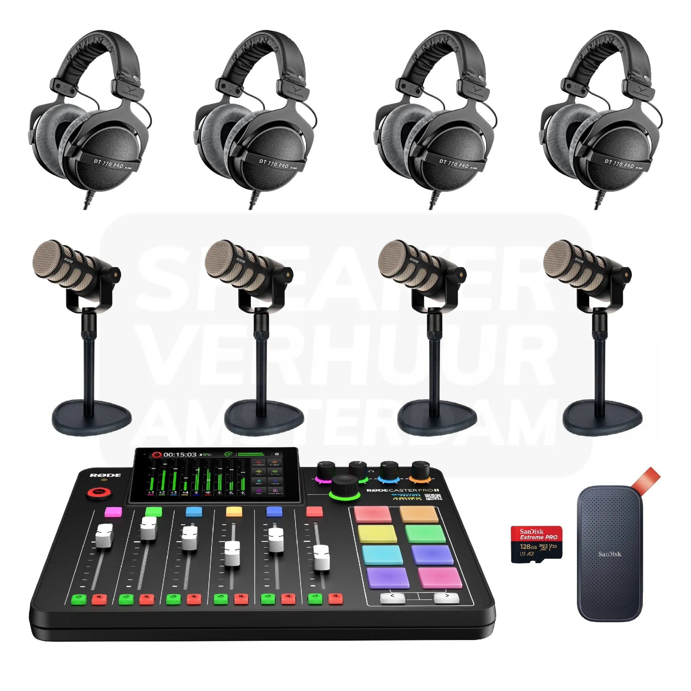 Complete 4 persoons Podcast set huren