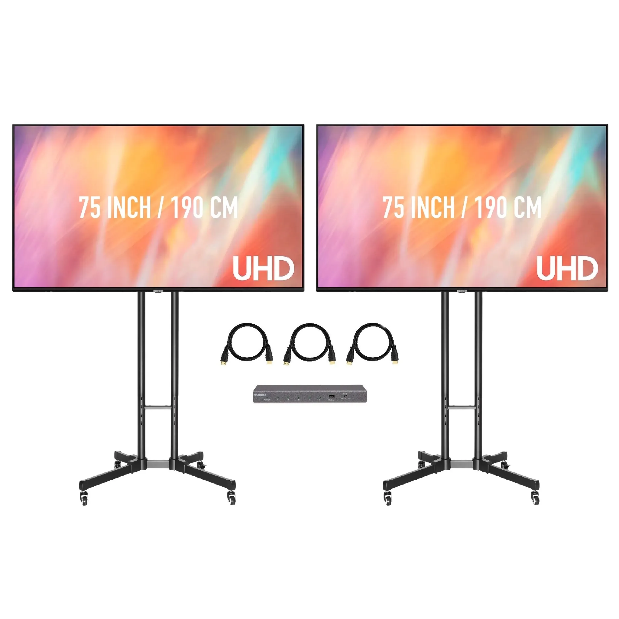 2x 75 inch tv scherm op standaard huren