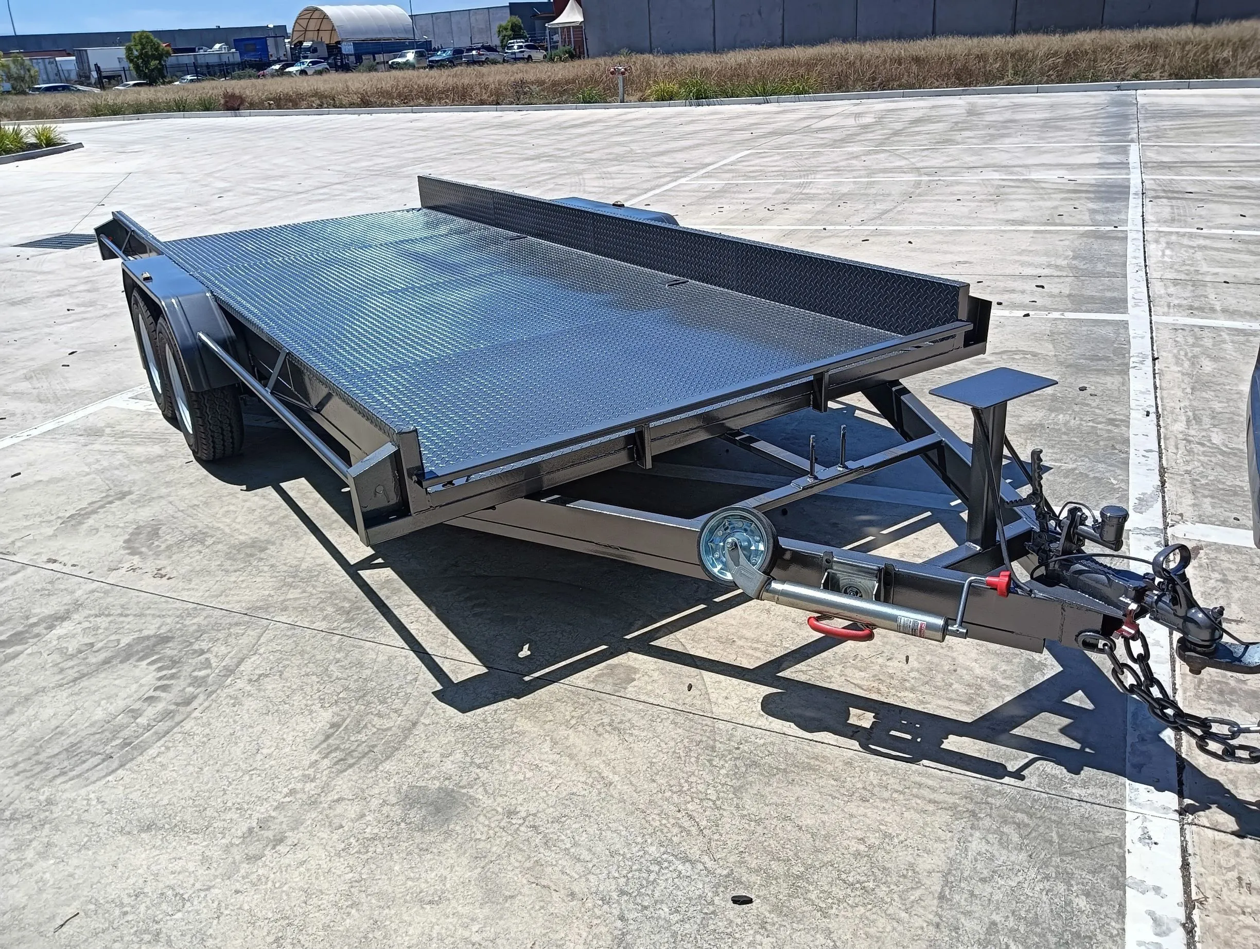 16' Car Trailer 2T (Flat) - with straps & 12v winch (Bunkers Hill)