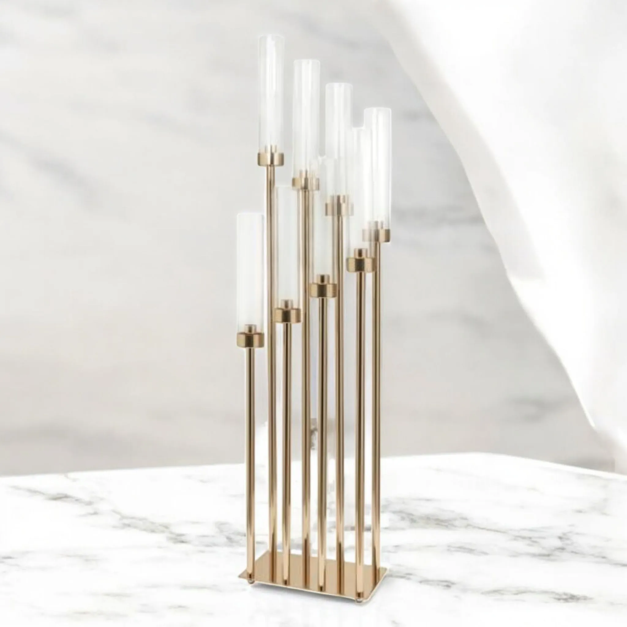 Rectangular Eight Arm Cluster Candle Holder 42"