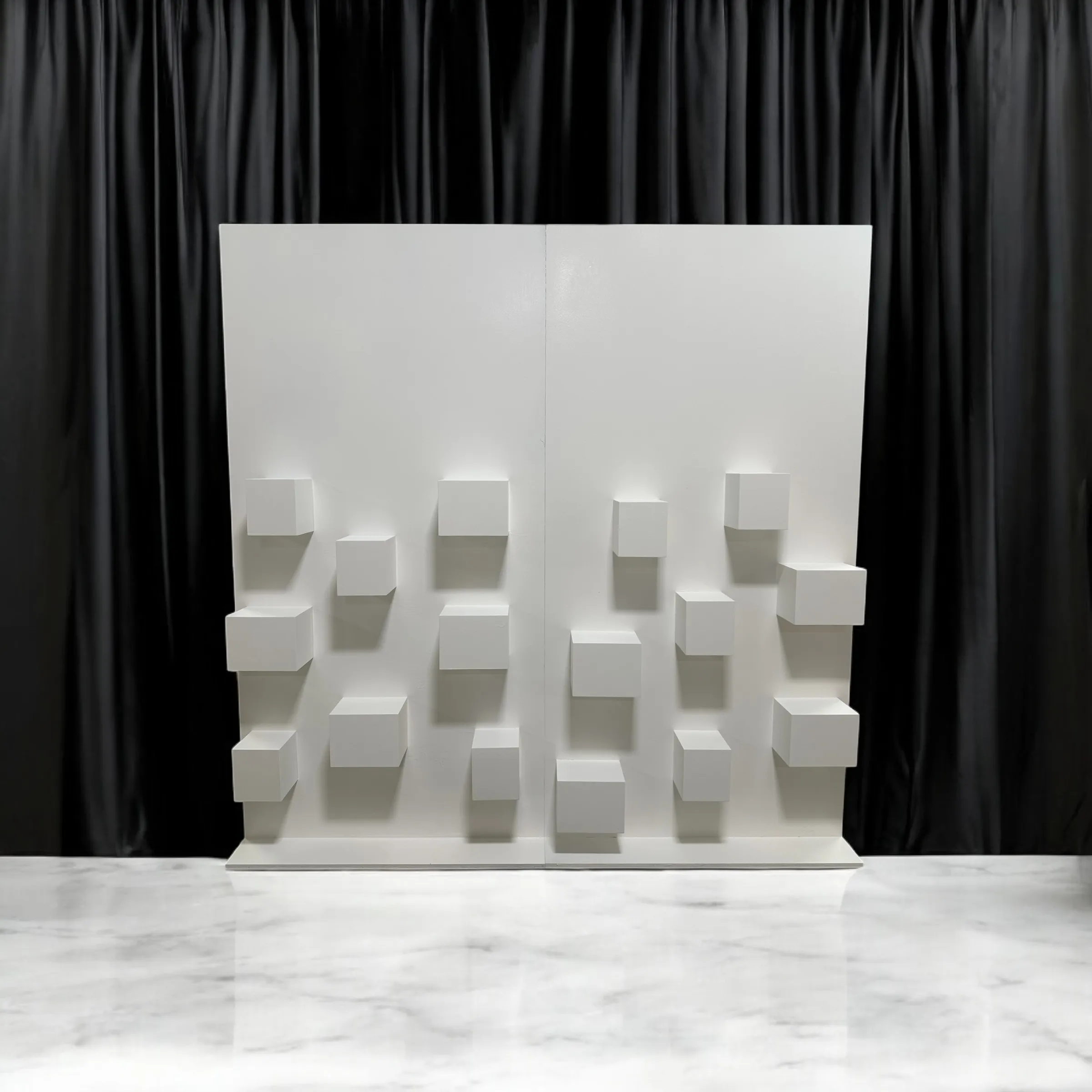 Modular Champagne Display Wall with Pedestal Blocks