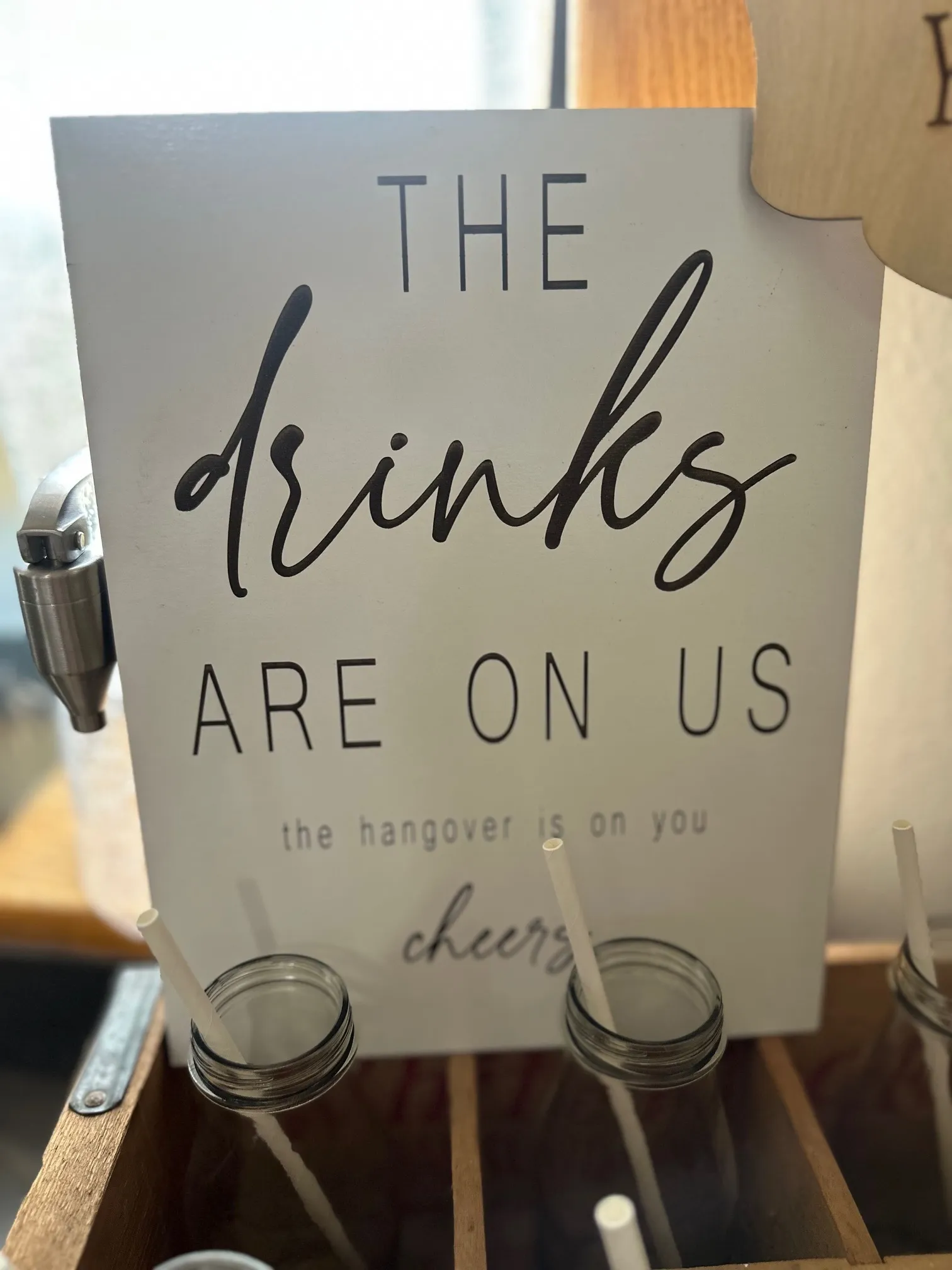 8x10 White Sign - Drinks are on us hangover is on you
