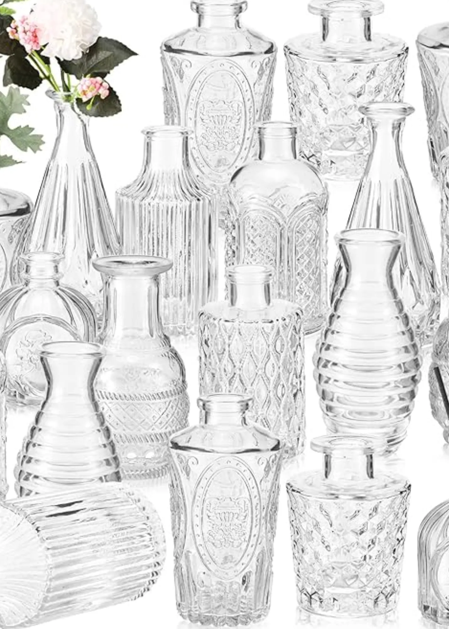 Clear Glass Flower Vases - Small - Mismatched