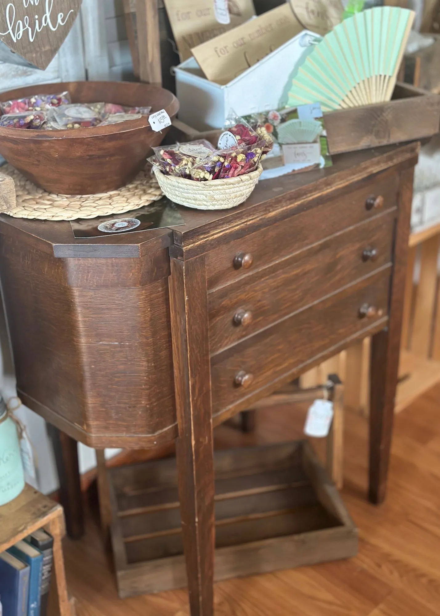 Vintage Wood Sewing Table