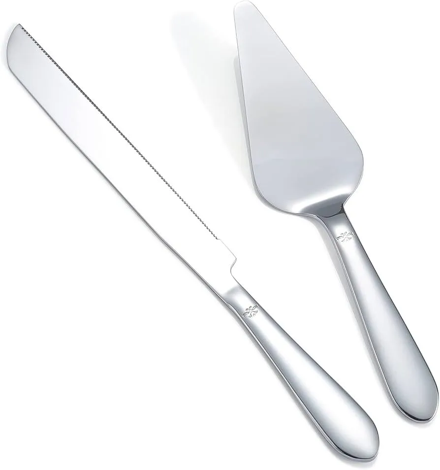 Cake Knife Cutting & Serving Set - Silver