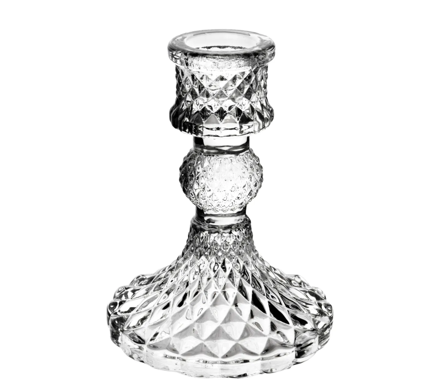 Świecznik szklany na święcę stożkową 