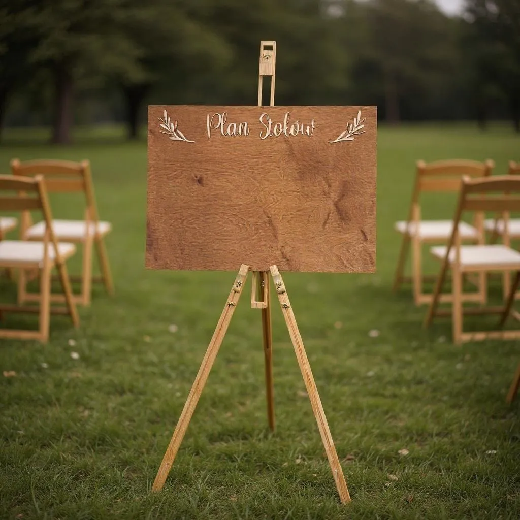 Tablica drewniana plan stołów 