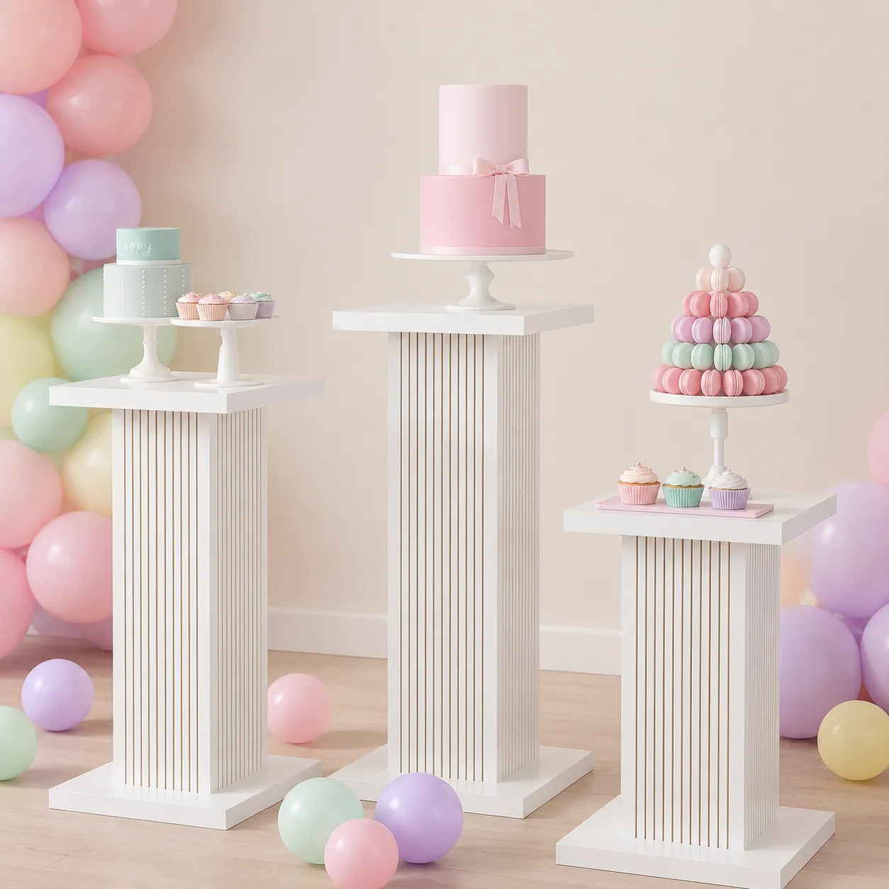 White Fluted Pedestals