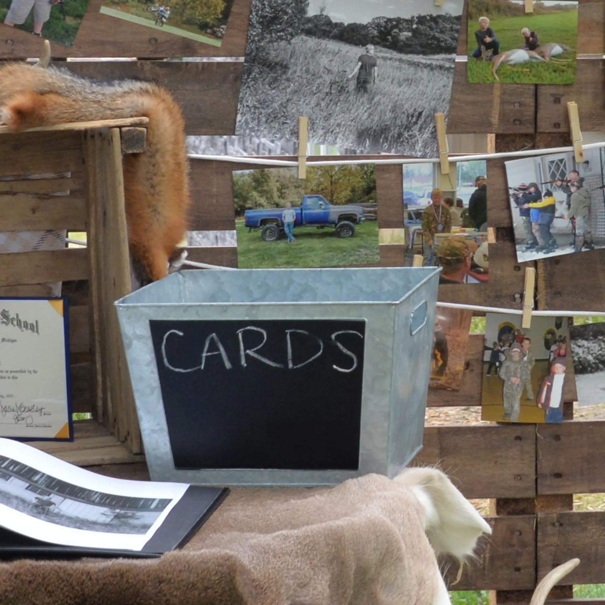Tin and Chalk Board Basket