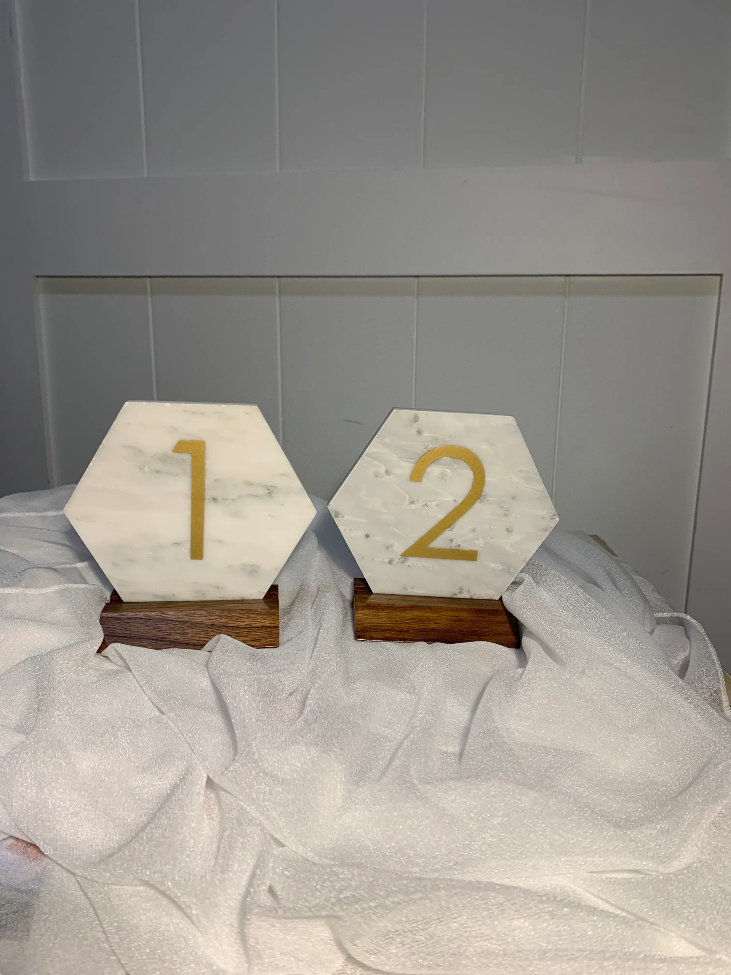 Hexagon Granite Table Numbers