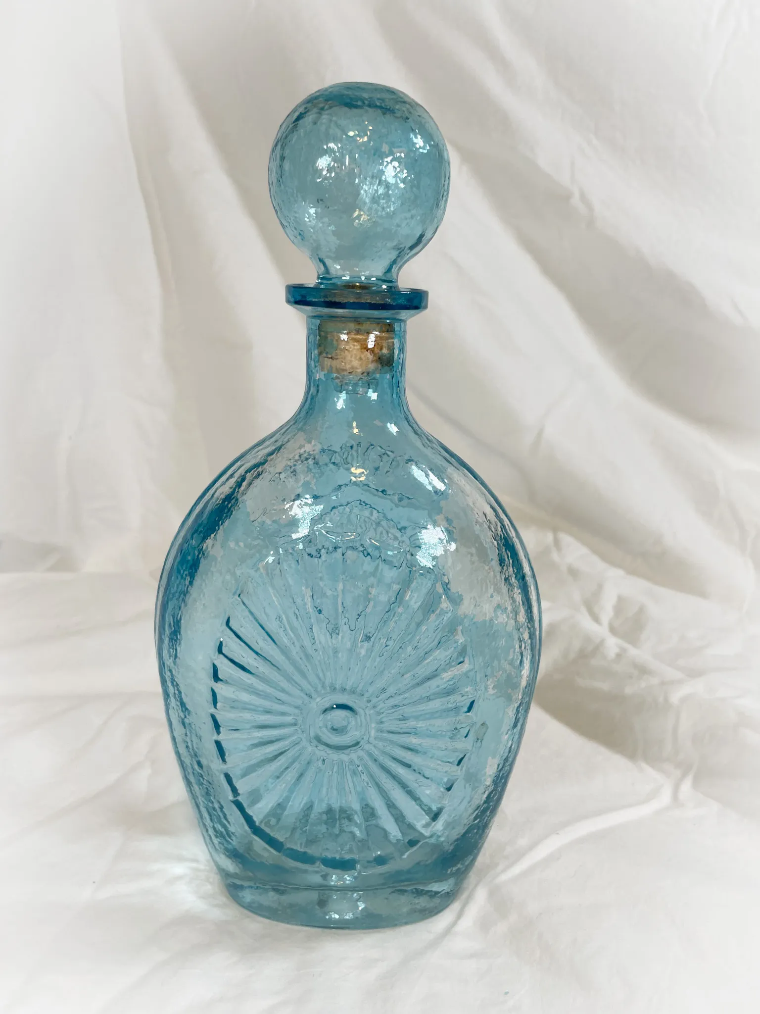 Vintage Style Blue Glass Decanter 