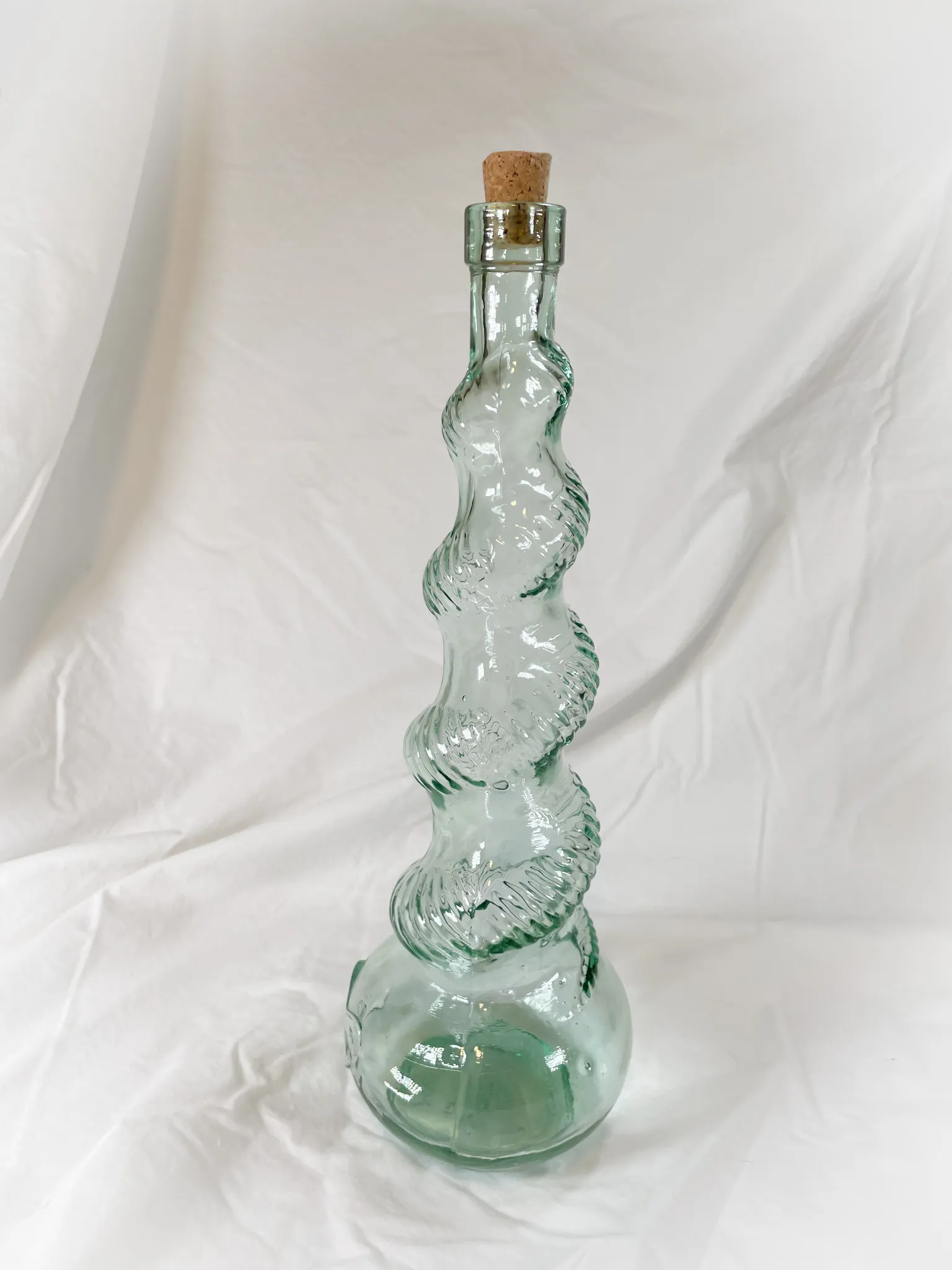 Light blue-green glass decanter