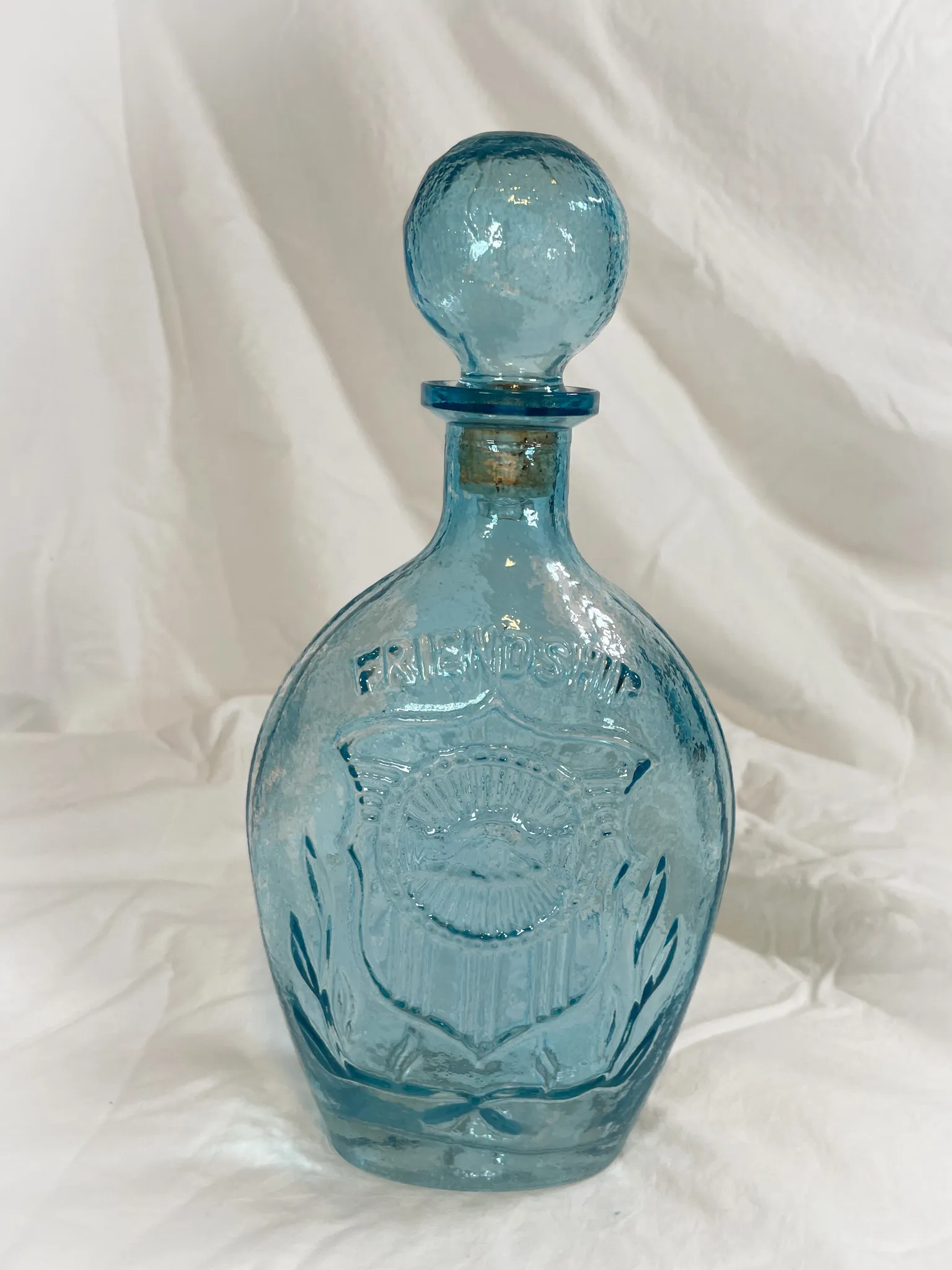 Vintage Style Blue Glass Decanter 