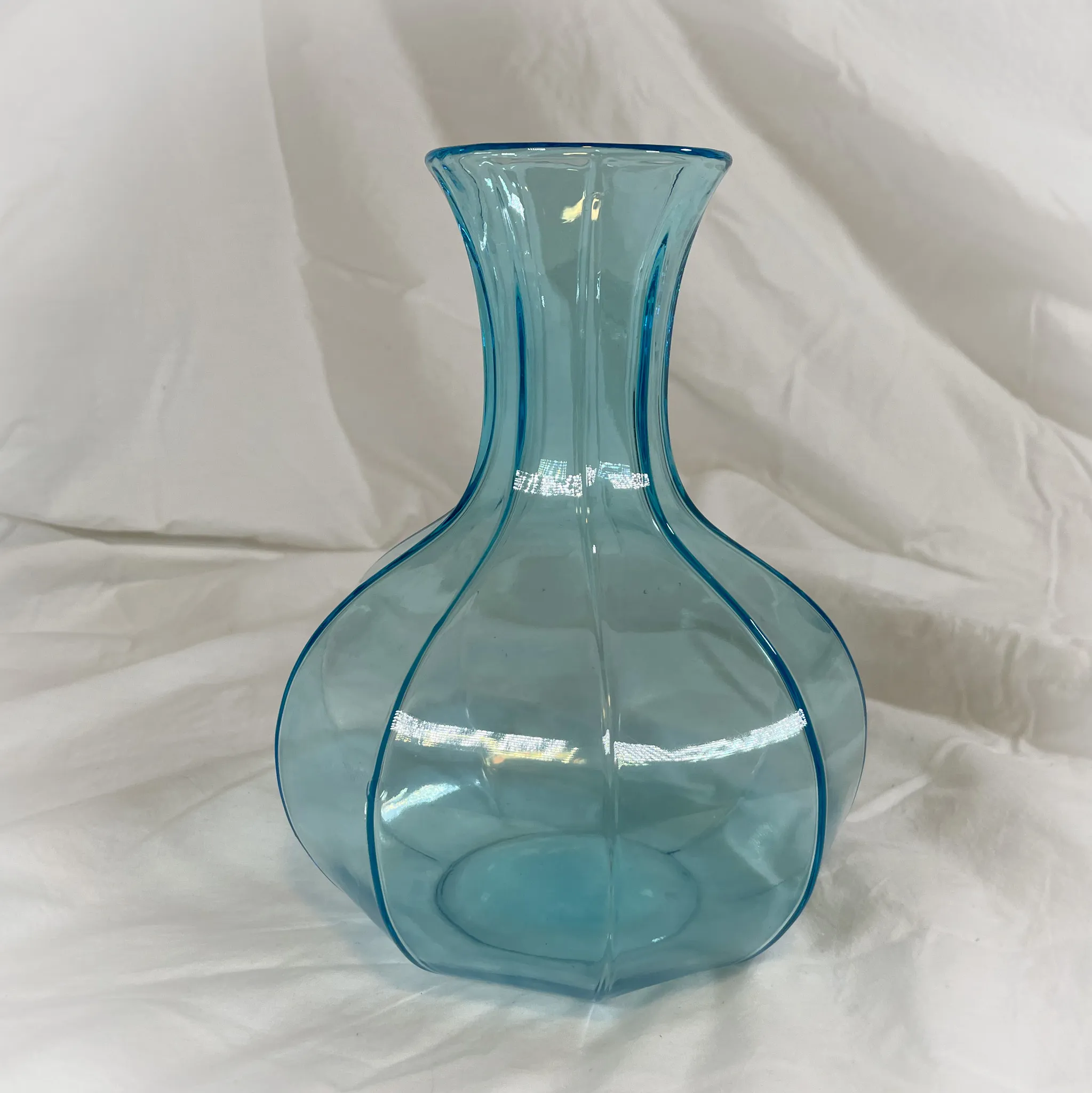 Blue Glass Round Bottom Vase
