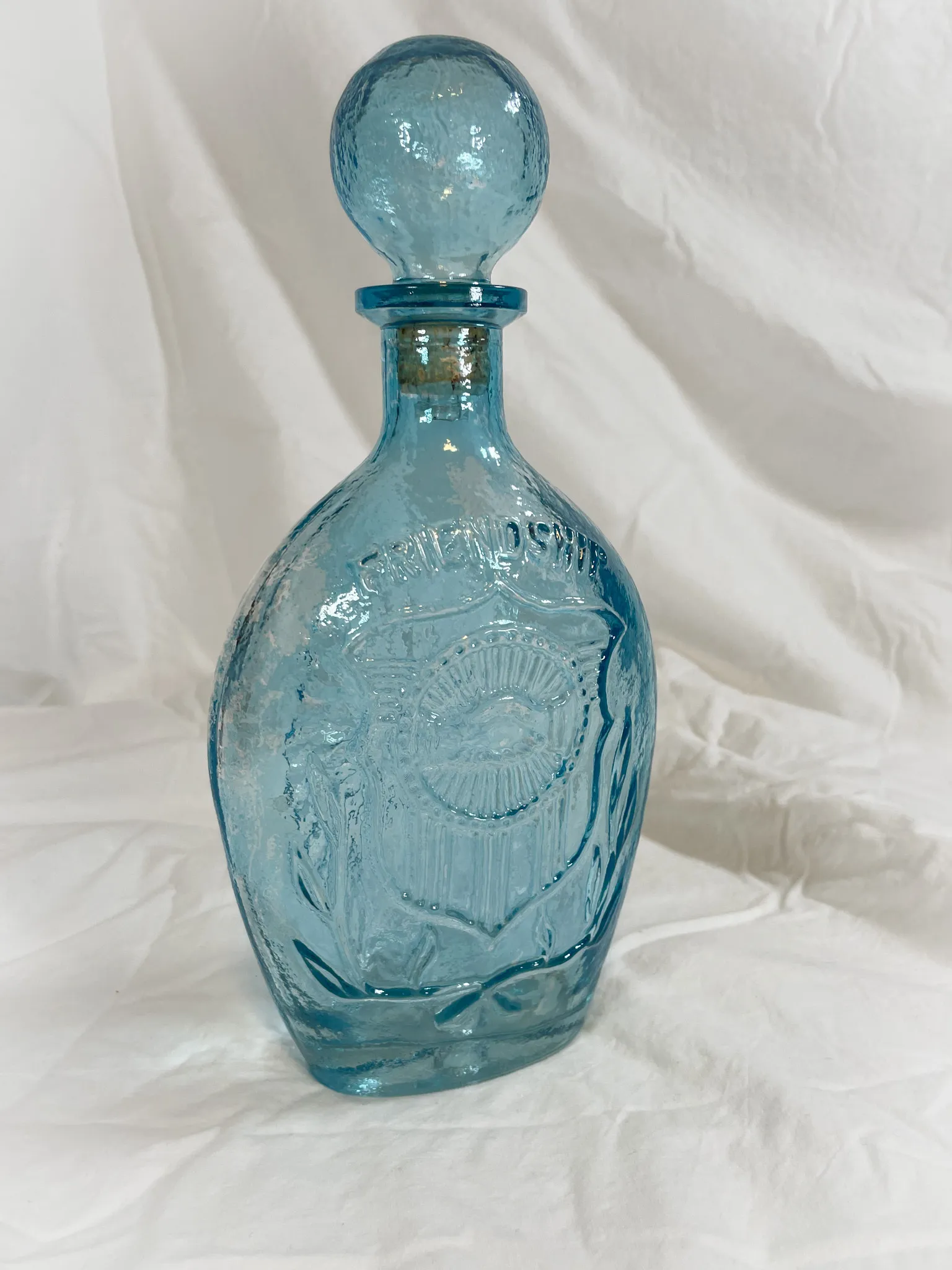 Vintage Style Blue Glass Decanter 