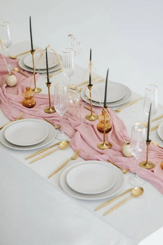 Dusty Pink Cheesecloth Table Runner