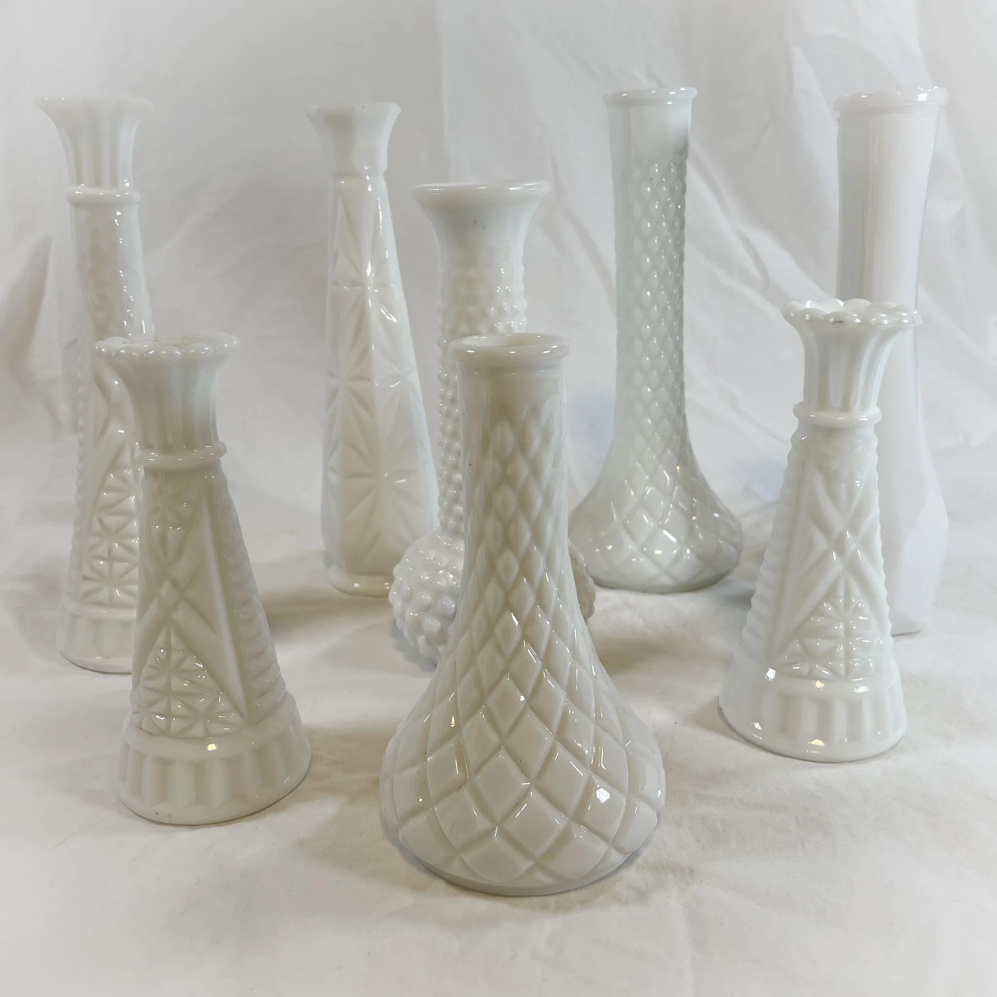 Assorted Small Milk Glass Vases