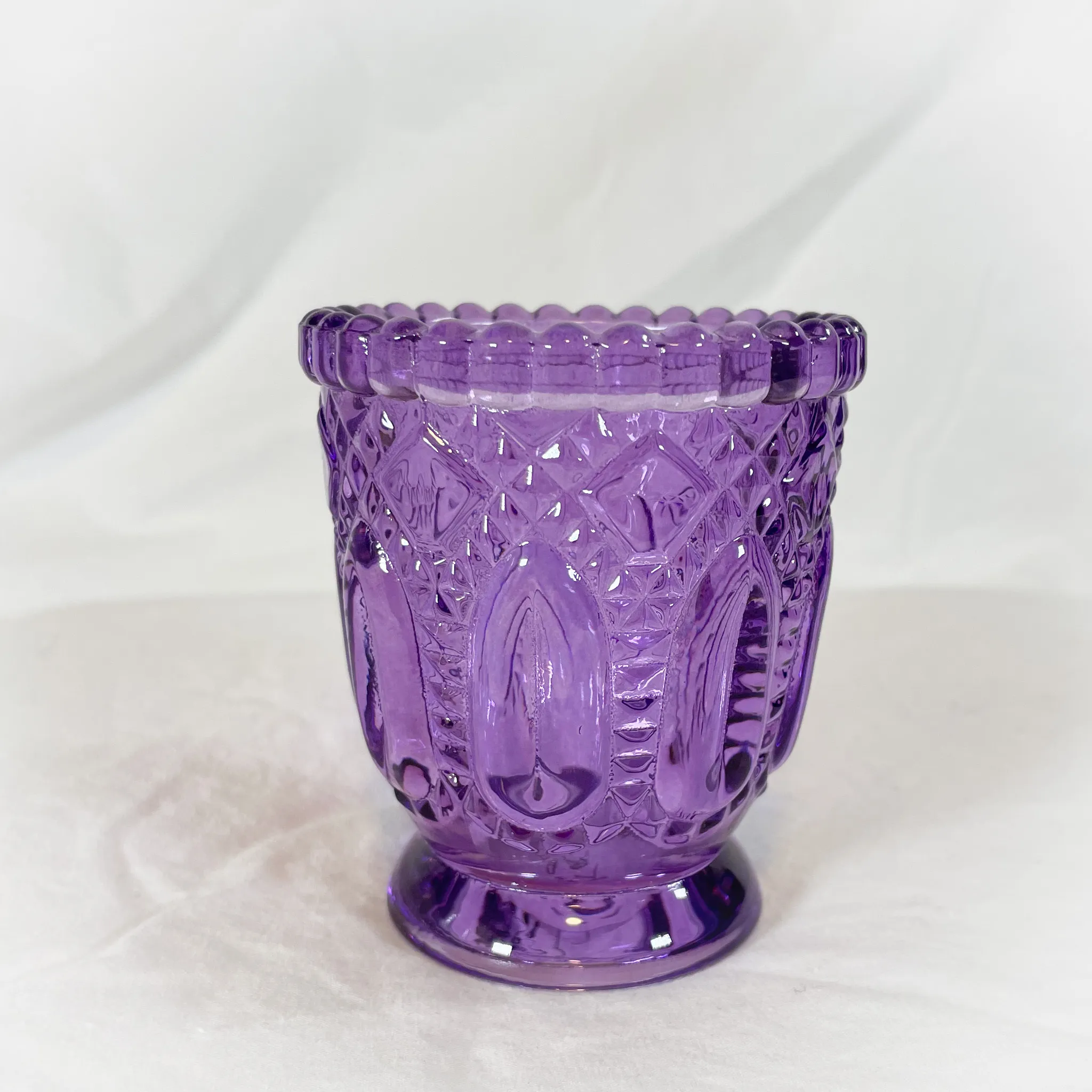 Purple Vintage Glass Candle Holder